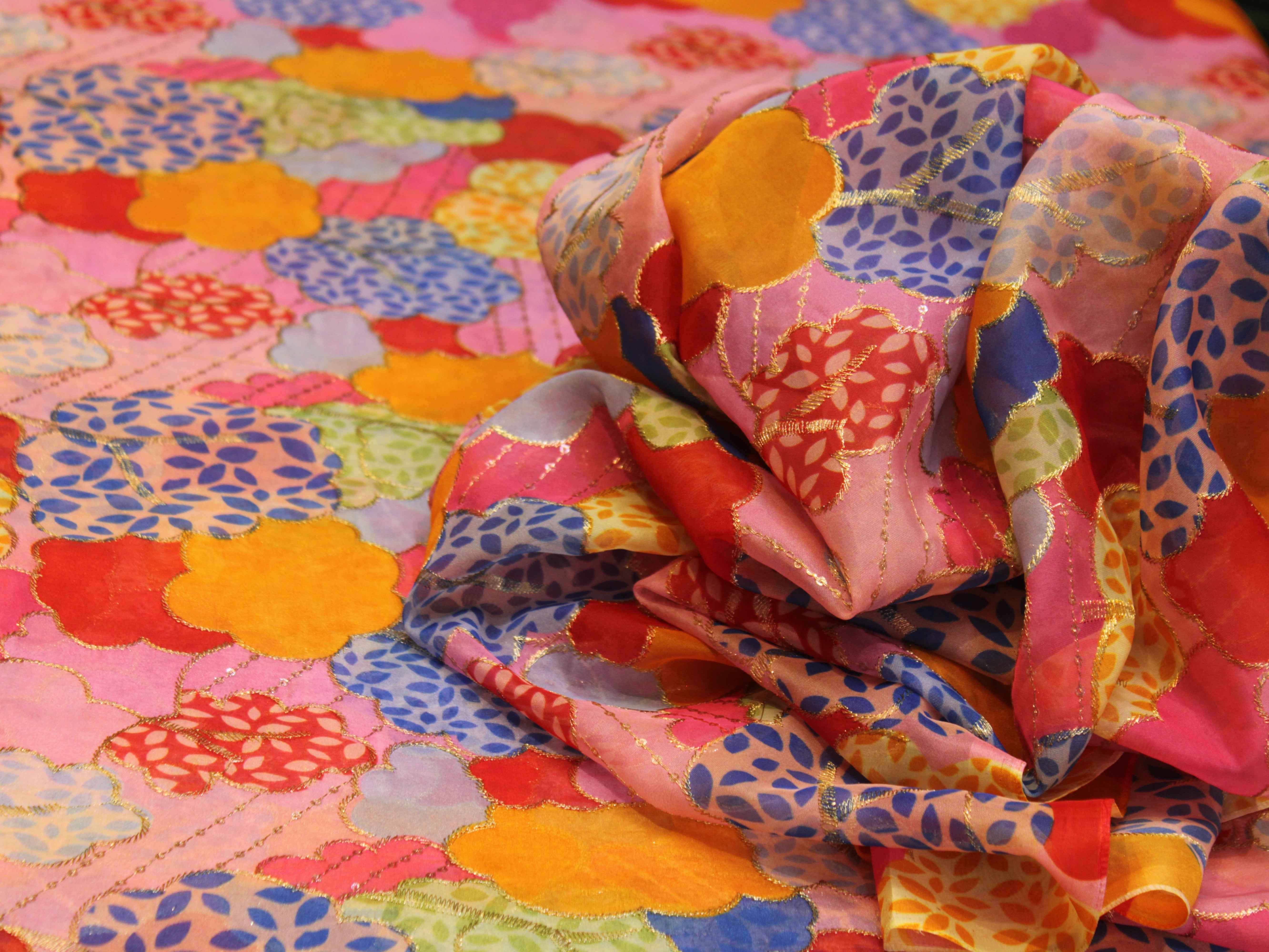 Pure Organza Position Print Work Fabric