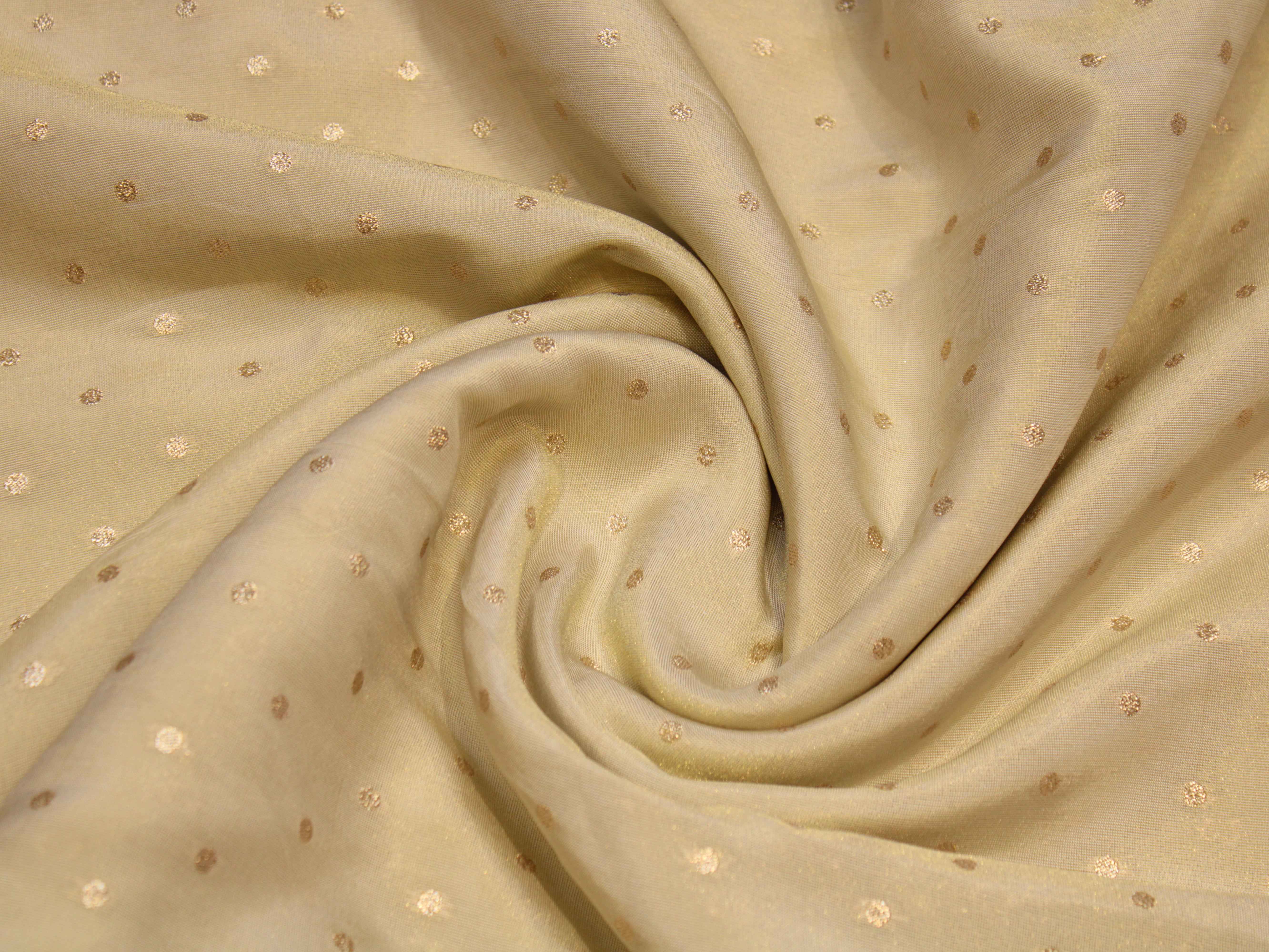 Ivory Plain Zari Woven Tissue Fabric