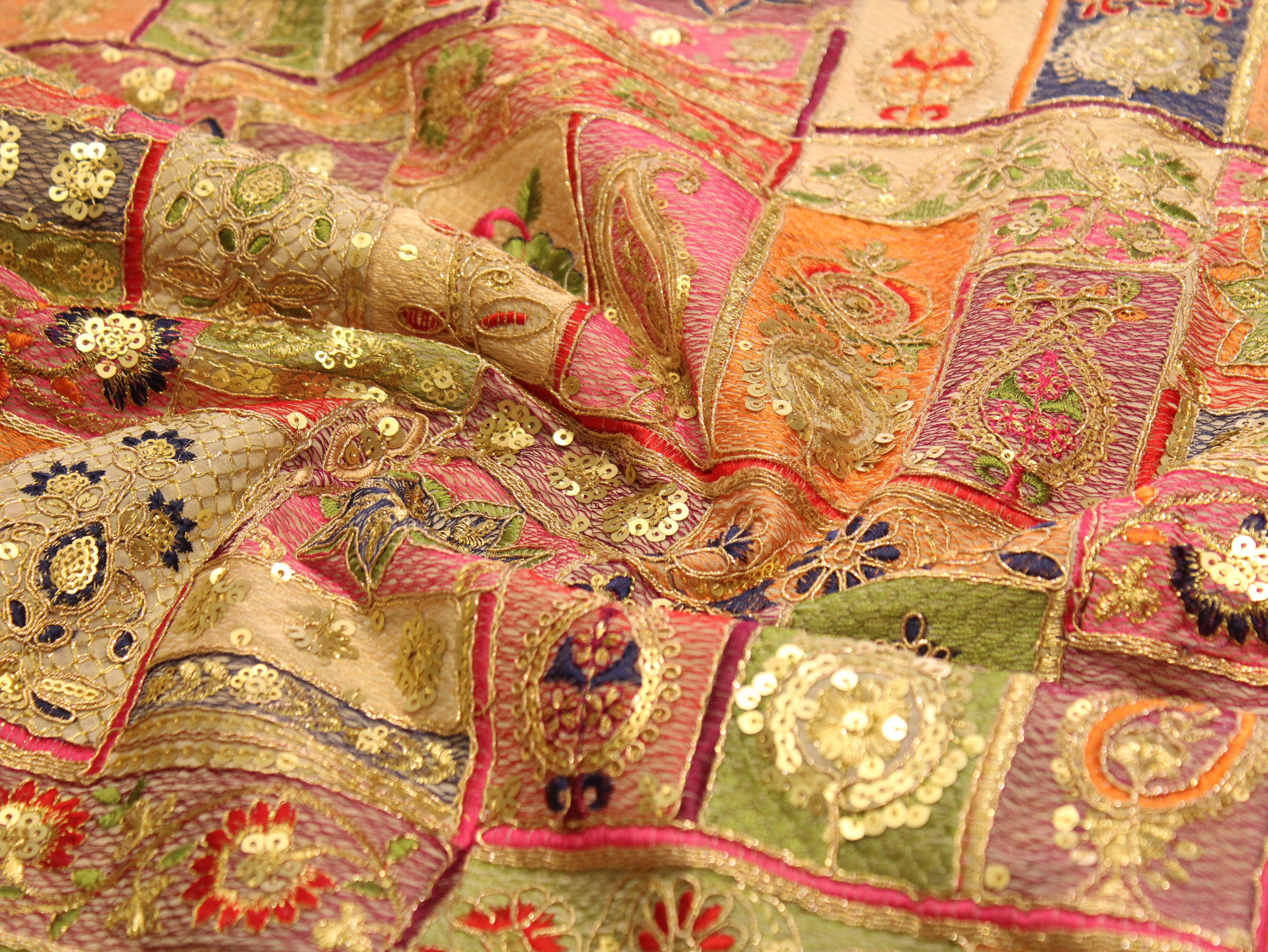 Celestial Threads: Georgette Multi Thread Work Fiesta fabric - M'Foks