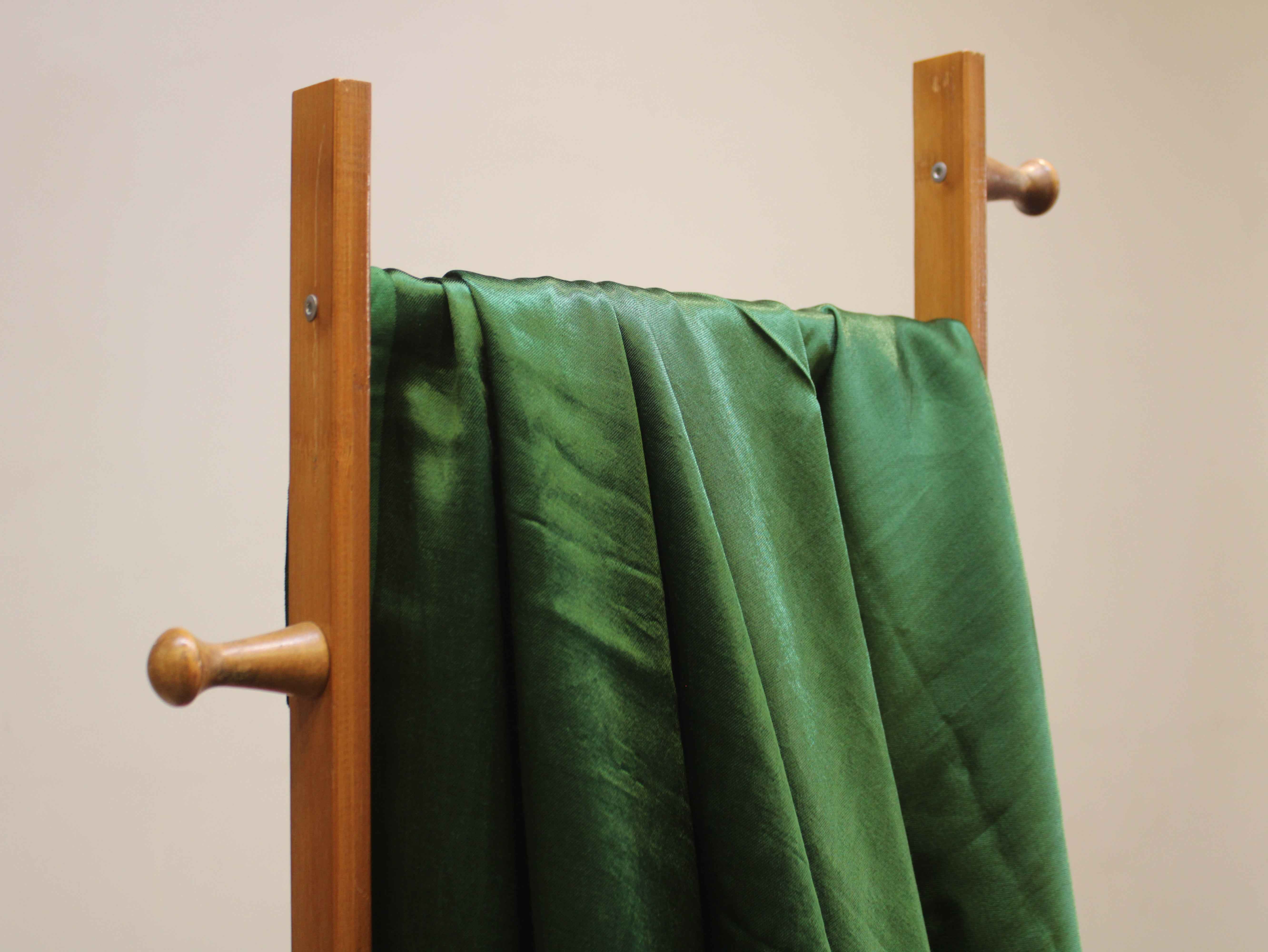 Plain Dyed Mashru Gaji Silk Fabric - Bottel Green