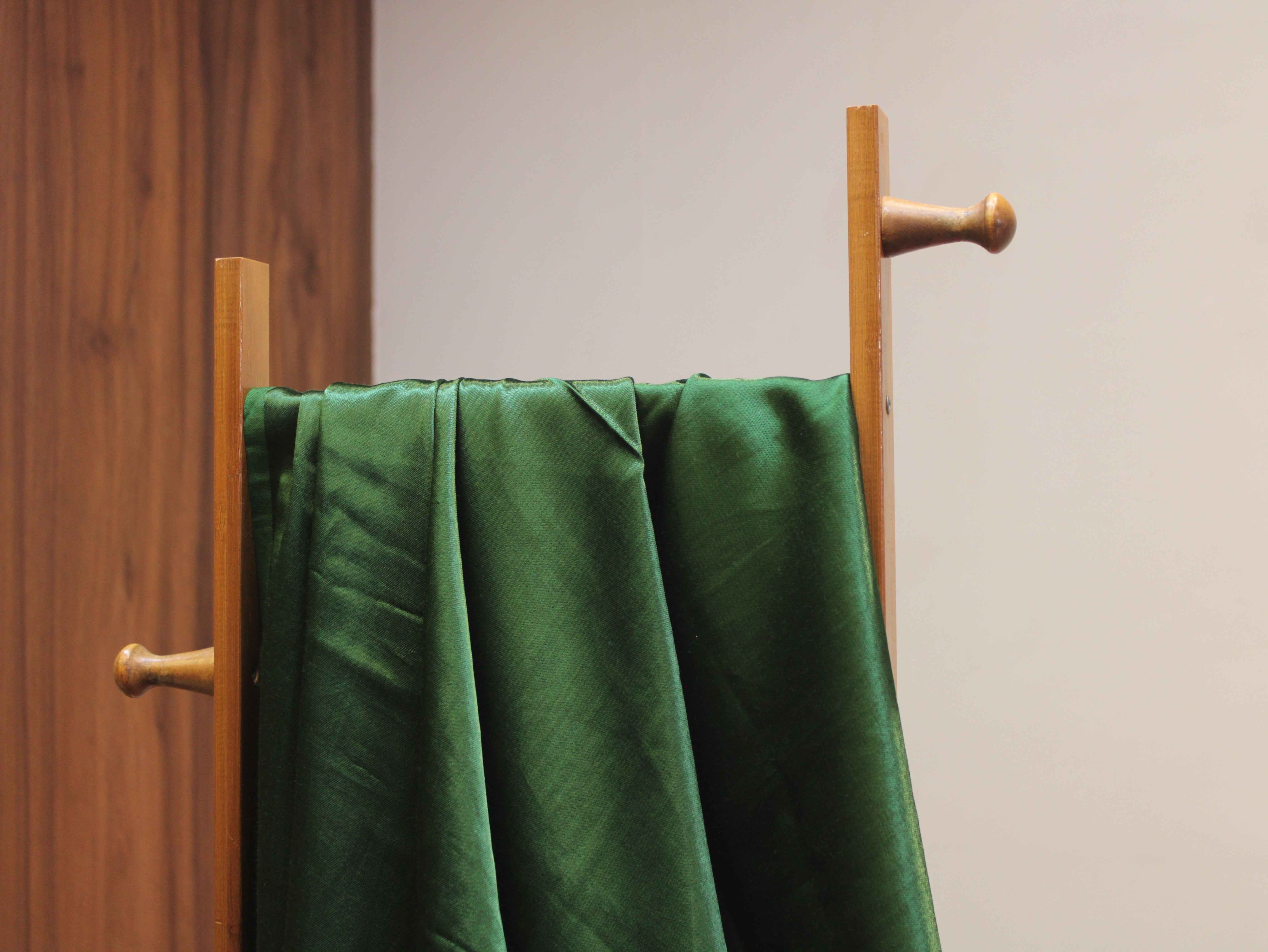 Plain Dyed Mashru Gaji Silk Fabric - Bottel Green