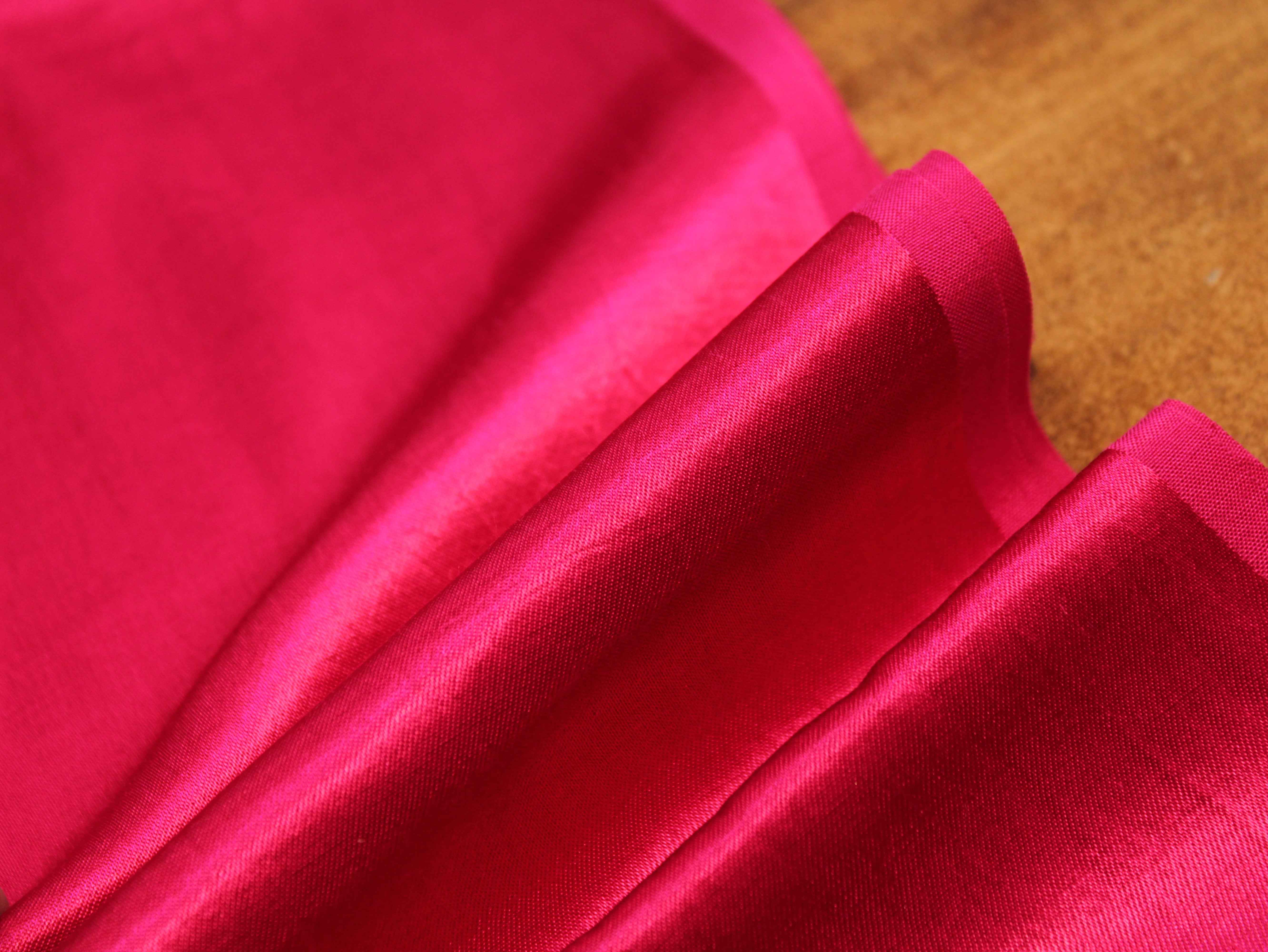 Plain Dyed Mashru Gaji Silk Fabric - Rani