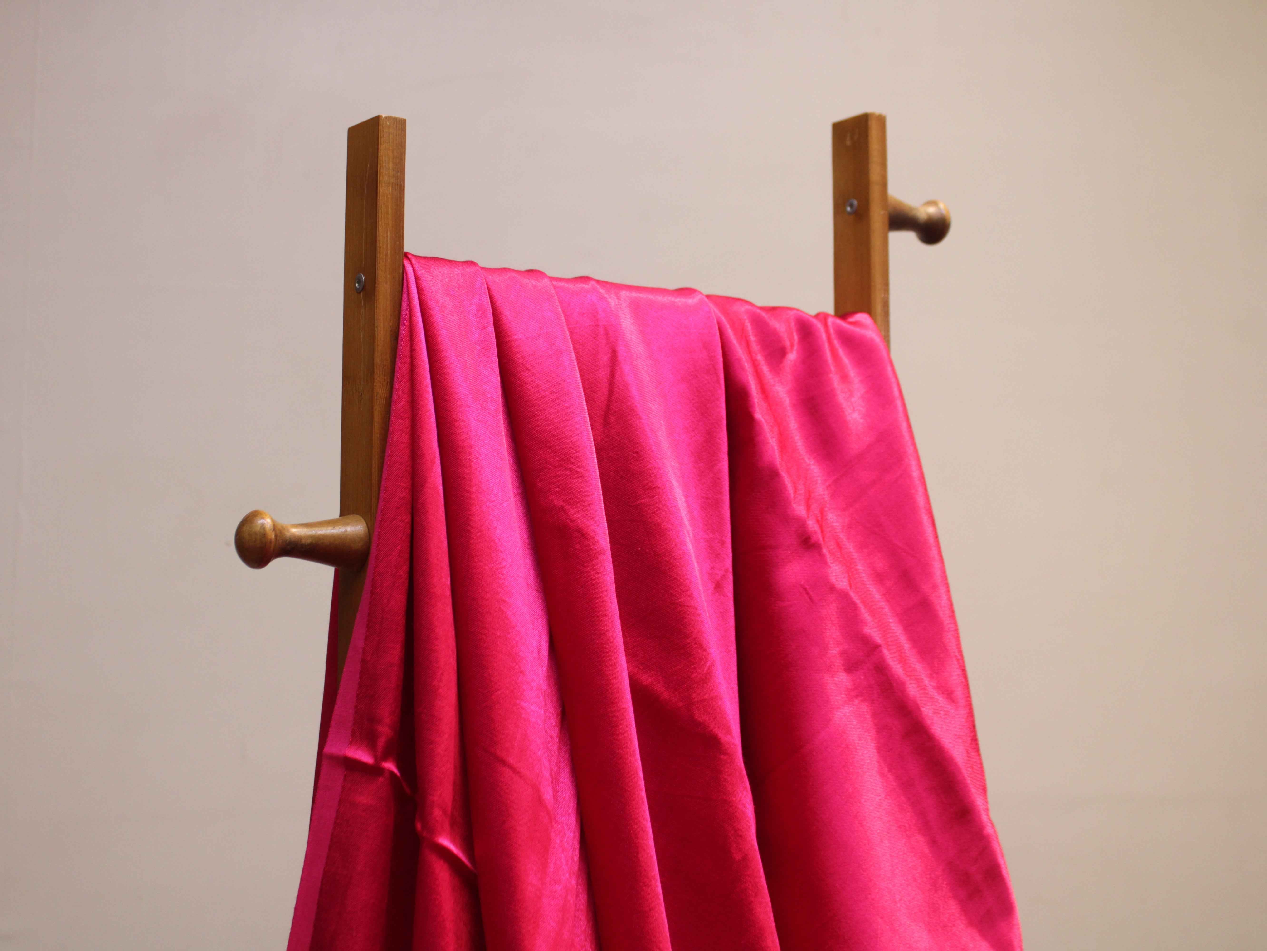 Plain Dyed Mashru Gaji Silk Fabric - Rani