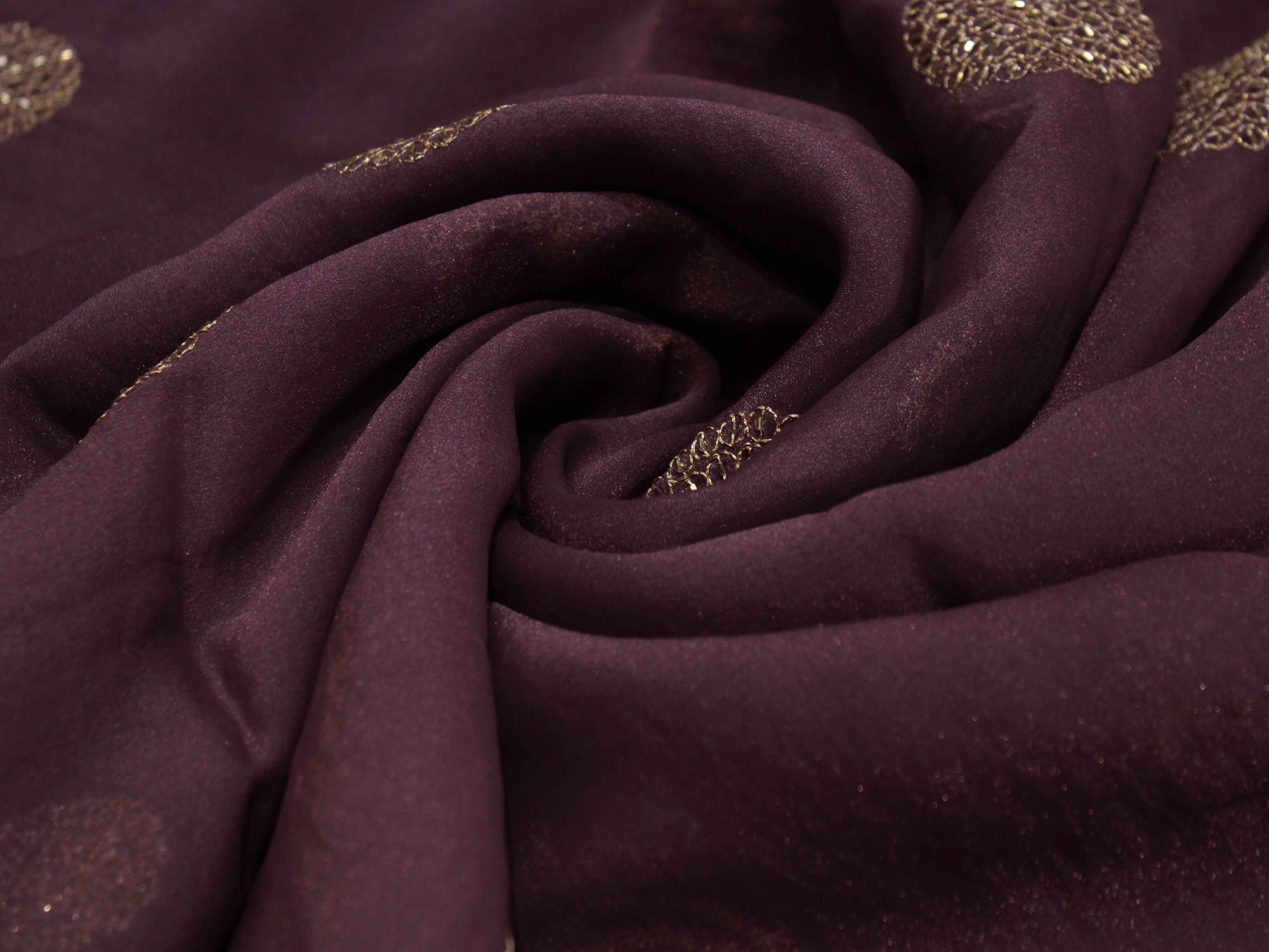 Premium Soft Tissue Organza with Round Patch Zari & Semi Bits Work - Pastel Purple