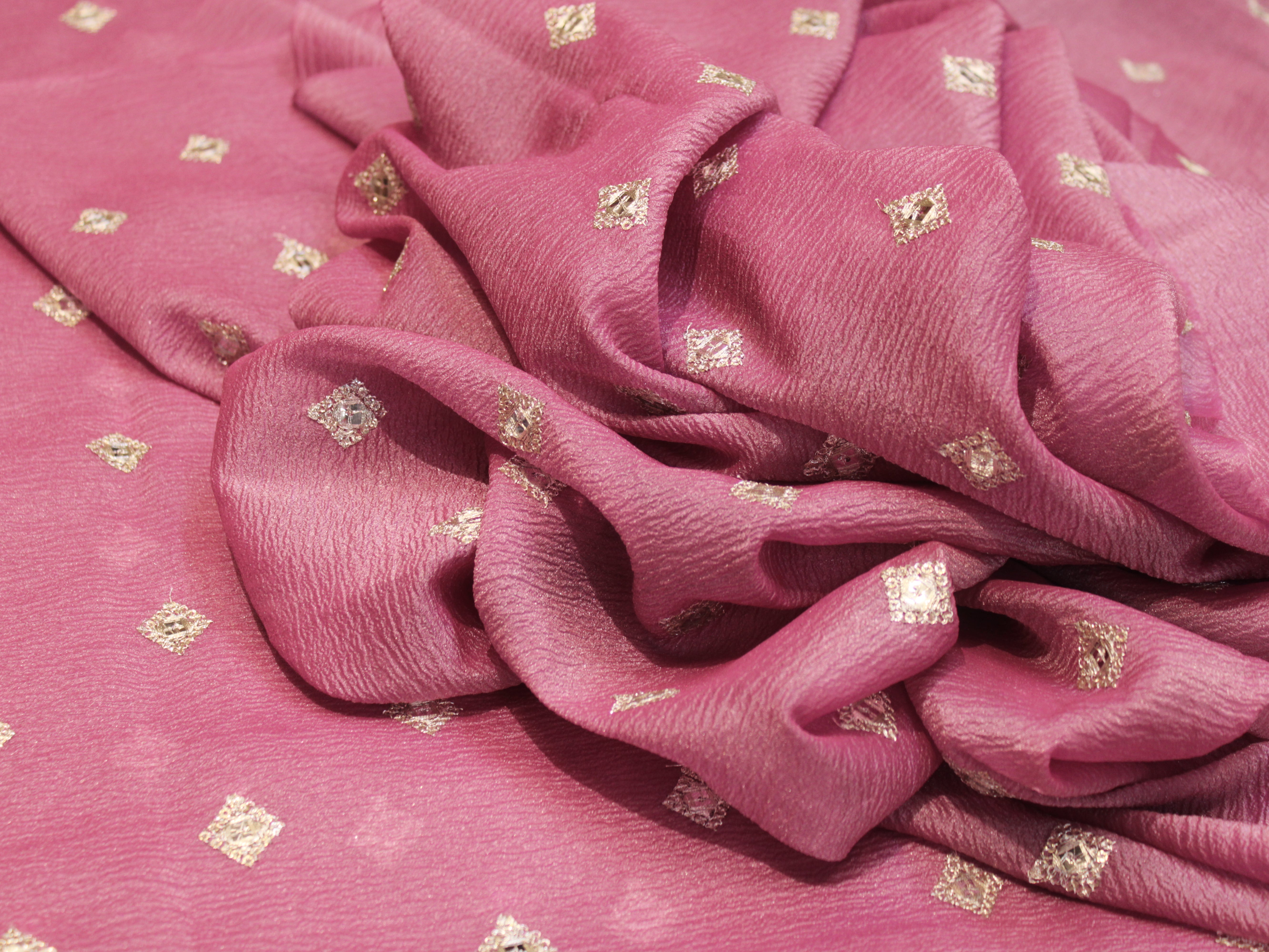 Soft Crush Silk Tissue Fabric with Buti Work