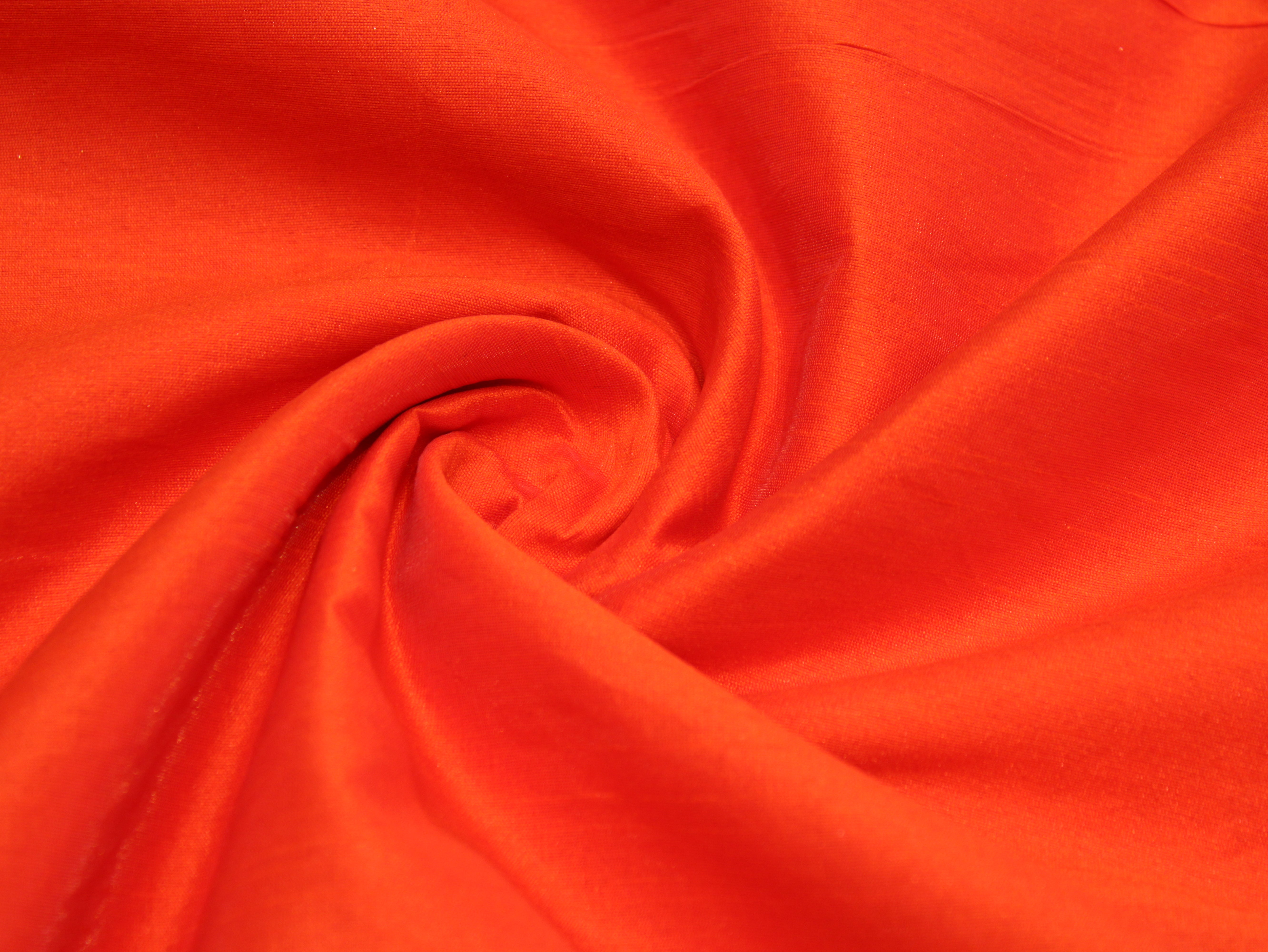 Dupion Silk Plain Dyed Fabric - Orange