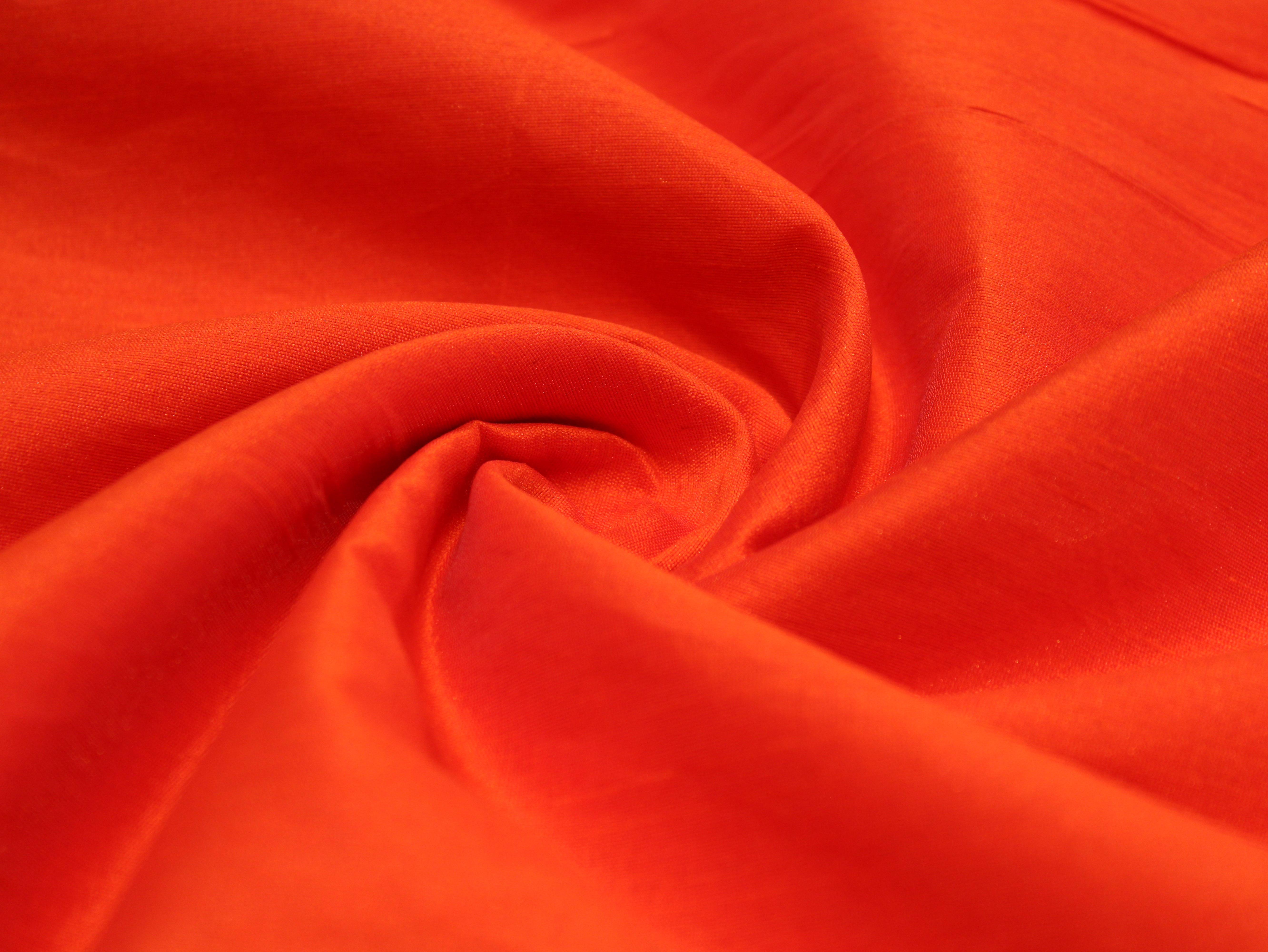Dupion Silk Plain Dyed Fabric - Orange