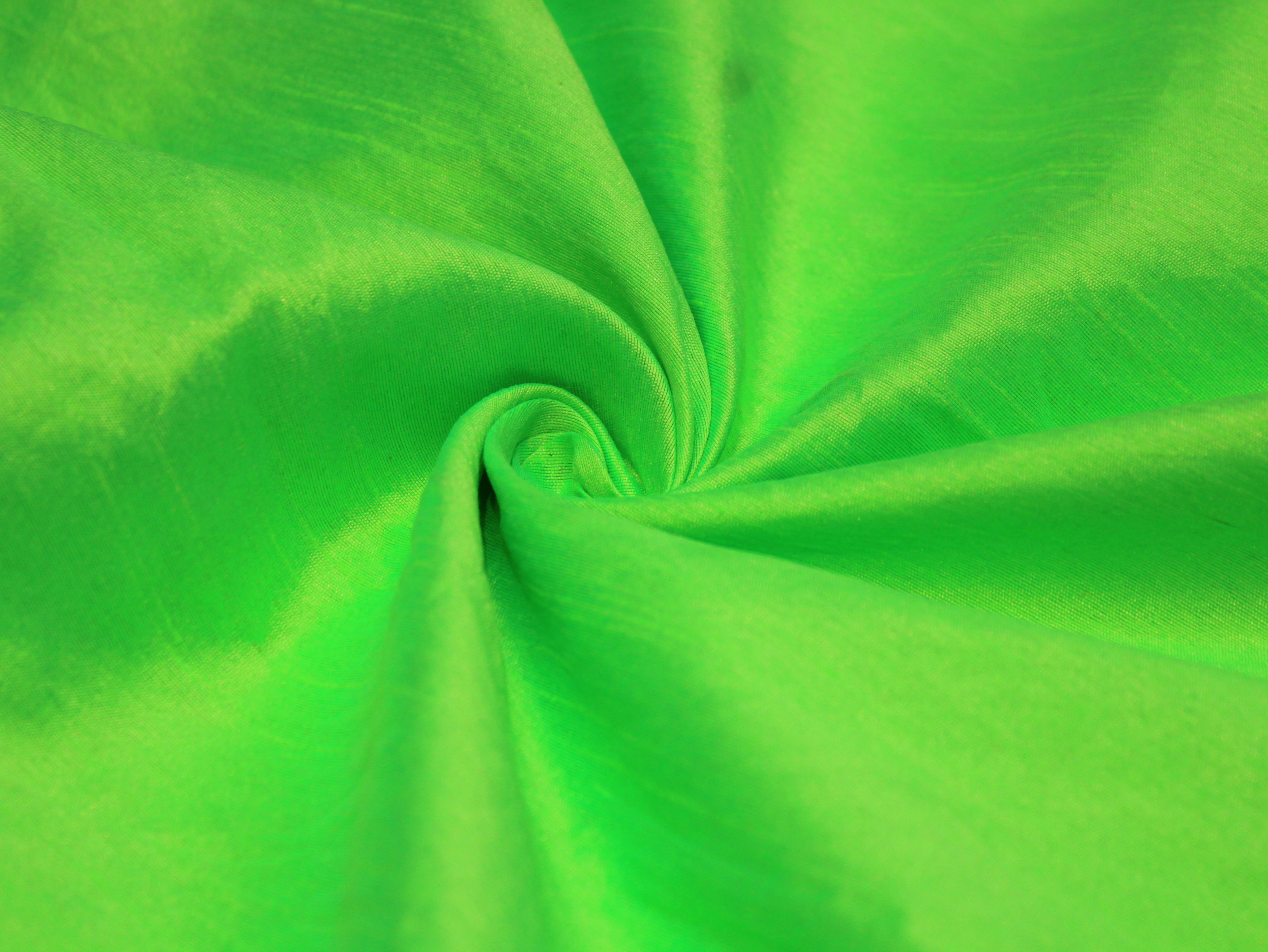 Dupion Silk Plain Dyed Fabric - Neon Green