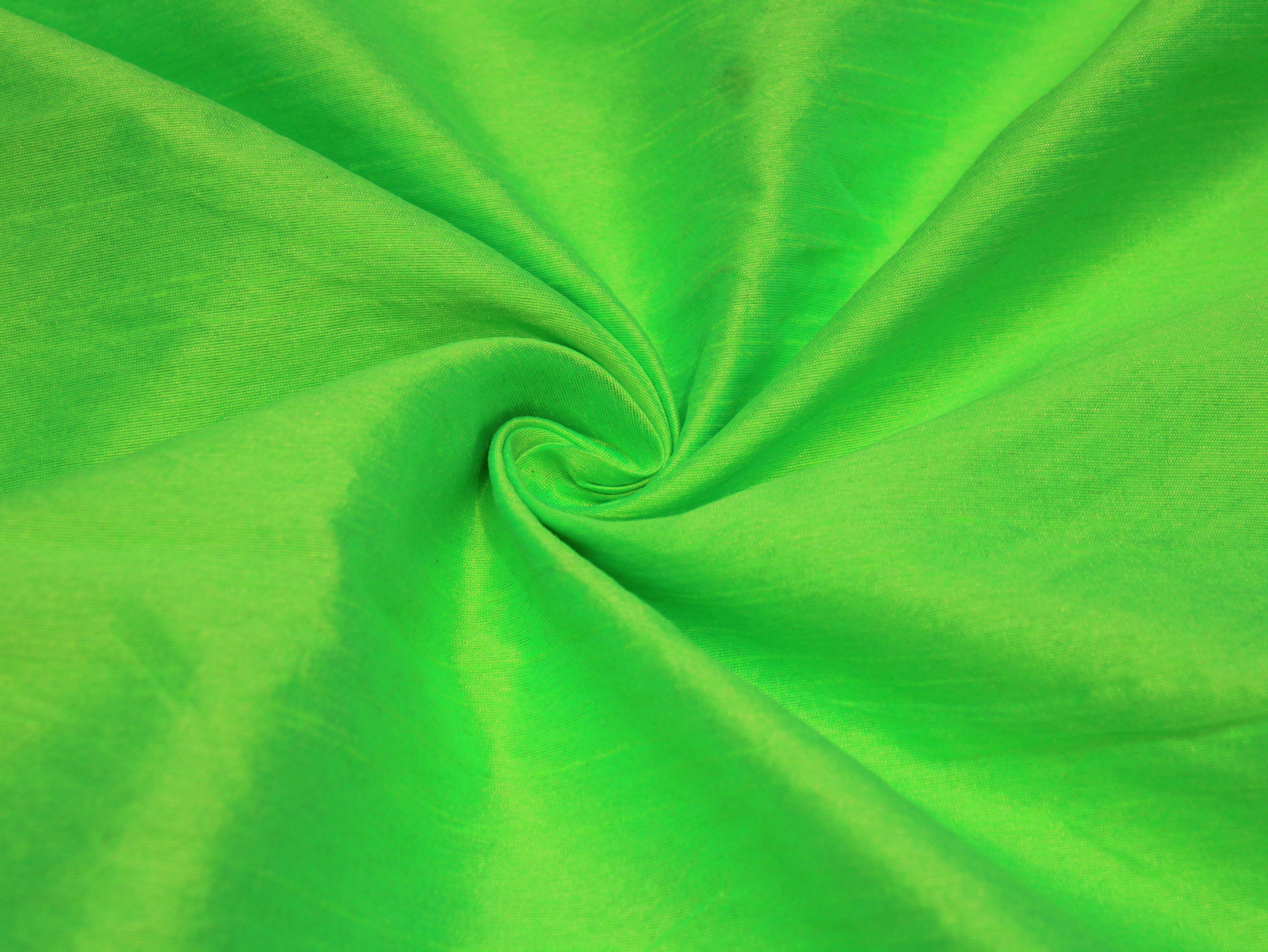 Dupion Silk Plain Dyed Fabric - Neon Green