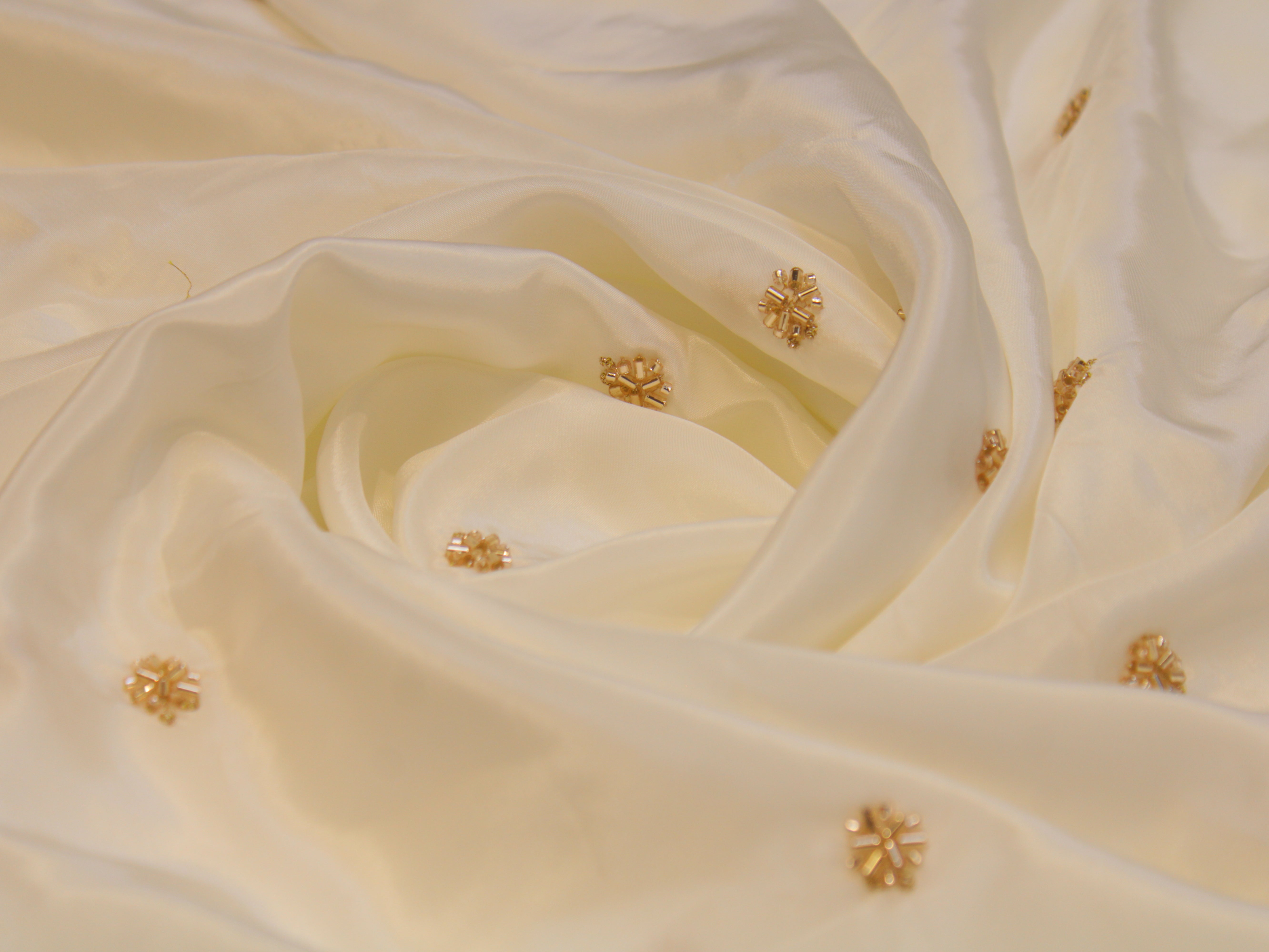 Dyeable Pure Natural Crepe Fabric with Beads Work