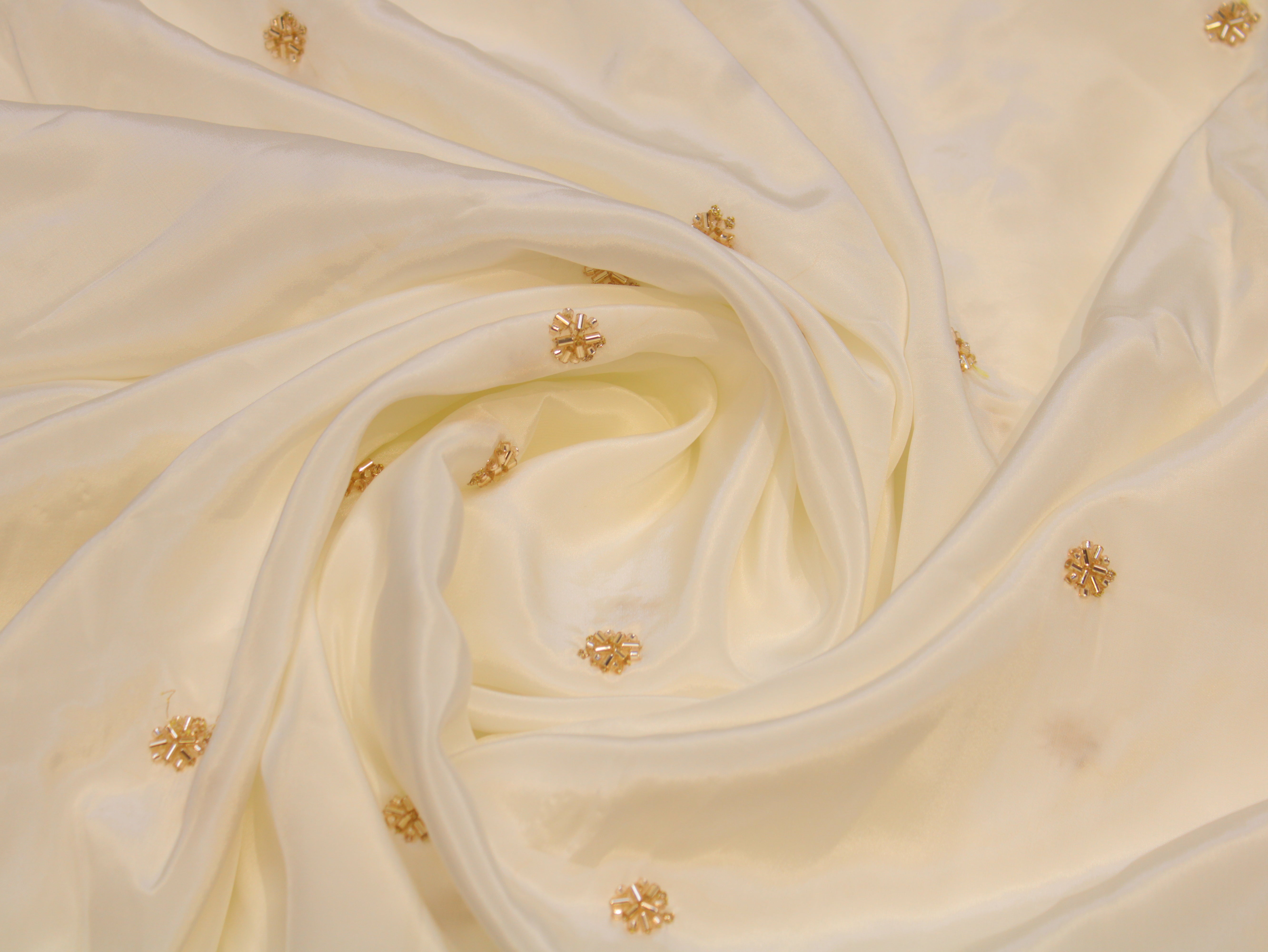 Dyeable Pure Natural Crepe Fabric with Beads Work