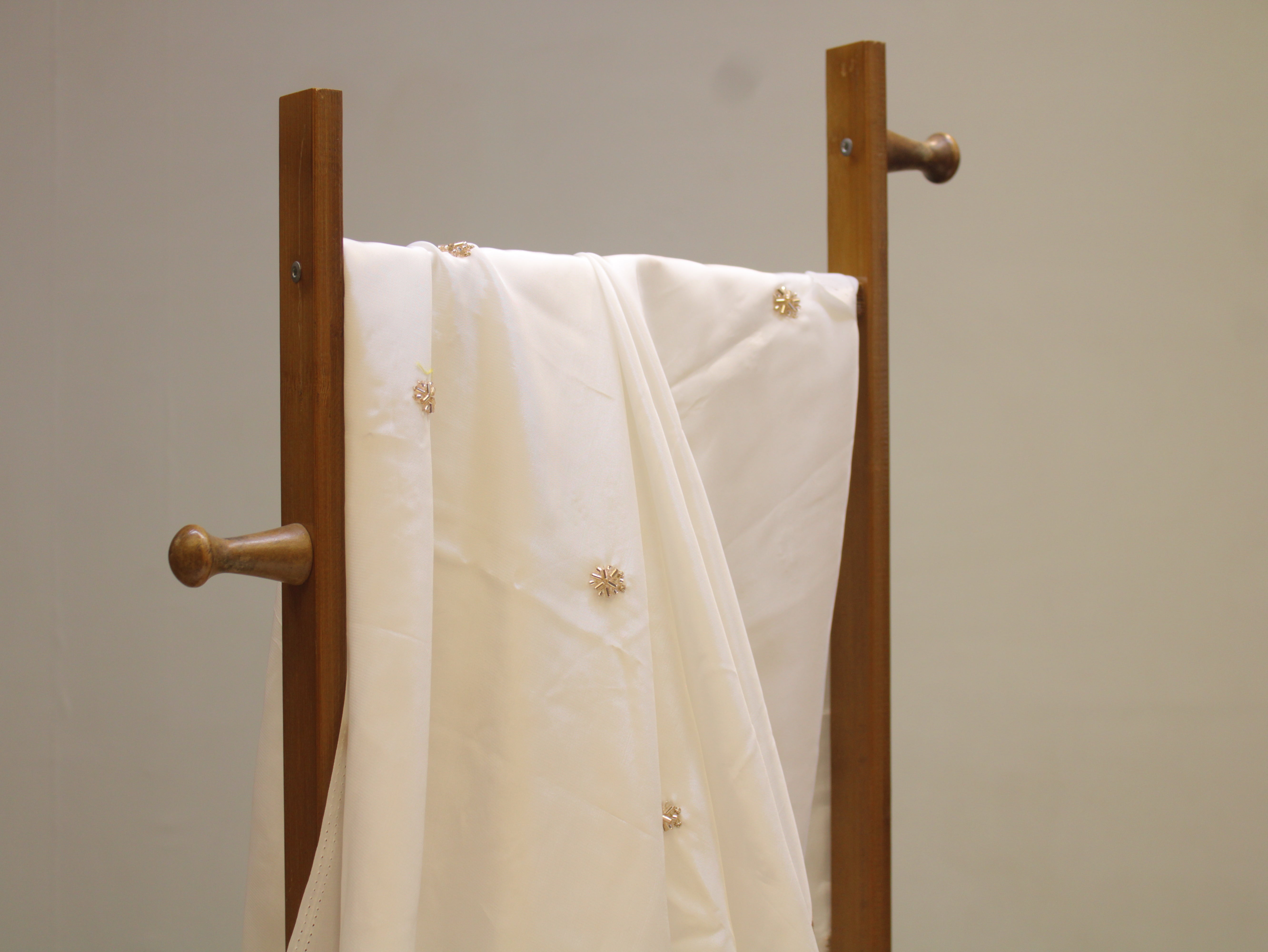 Dyeable Pure Natural Crepe Fabric with Beads Work