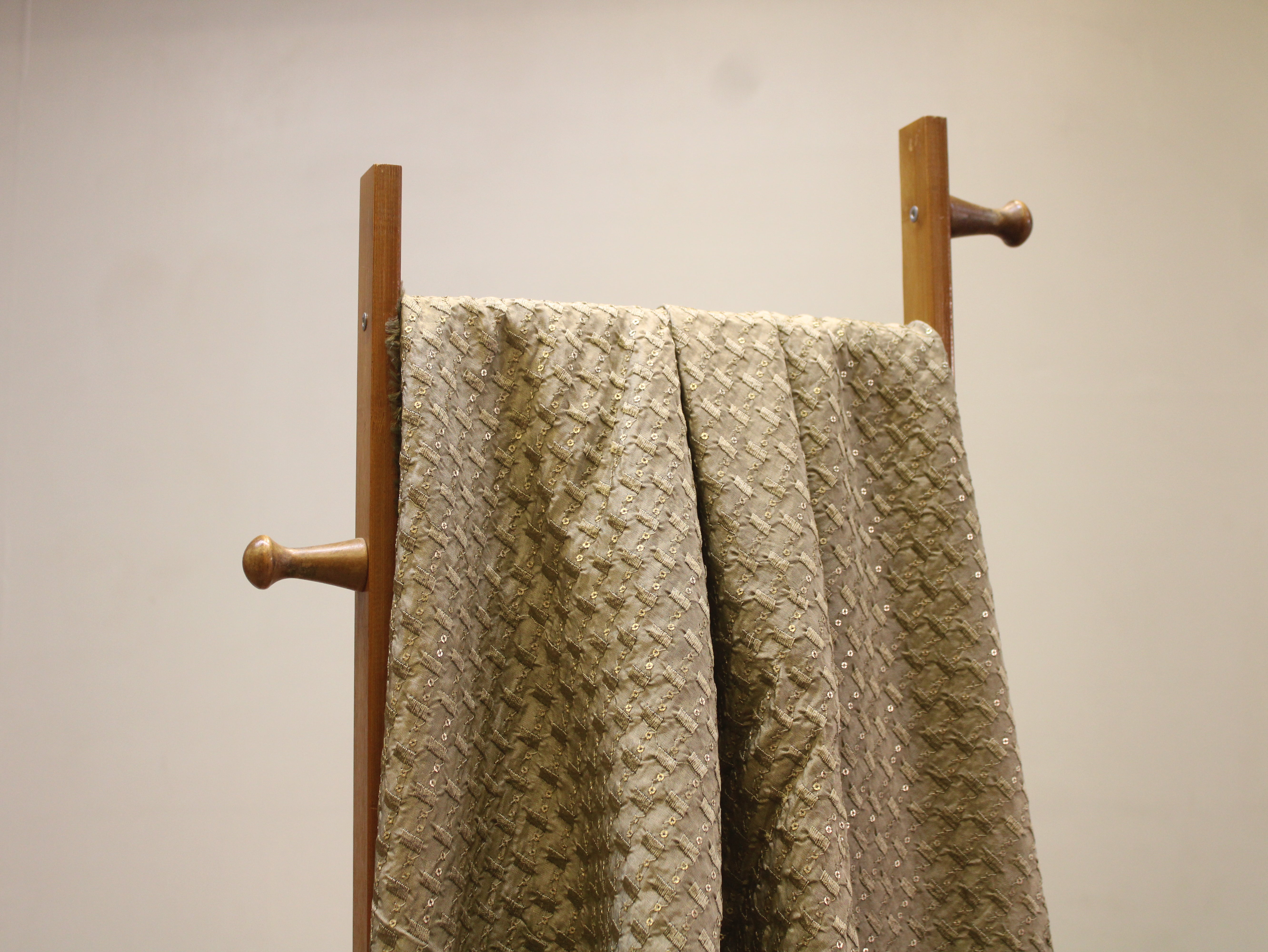 Upada Silk Thread & Sequin Work Fabric - Ash Green