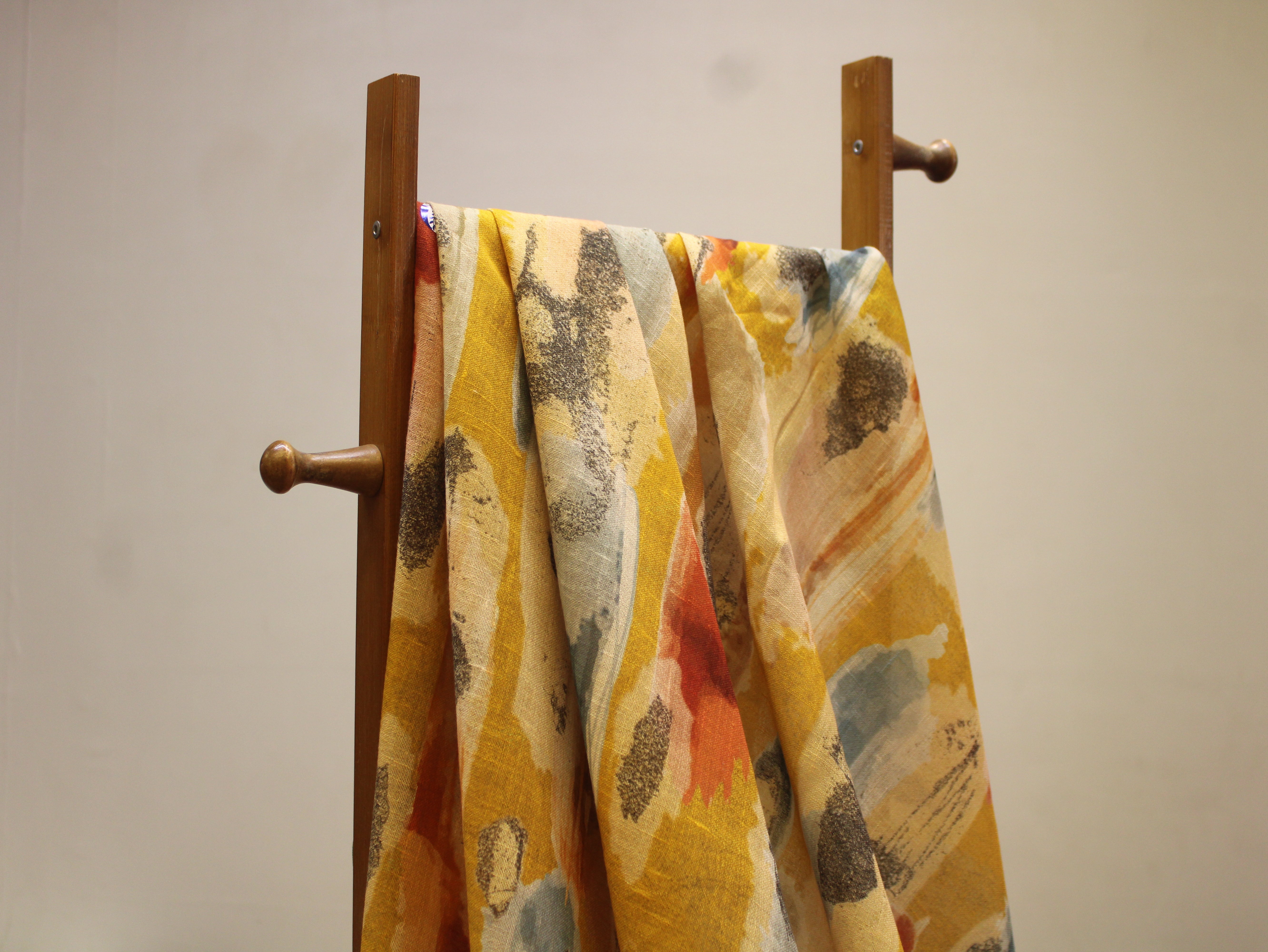 Linen-Textured Slub Cotton Digital Printed Fabric