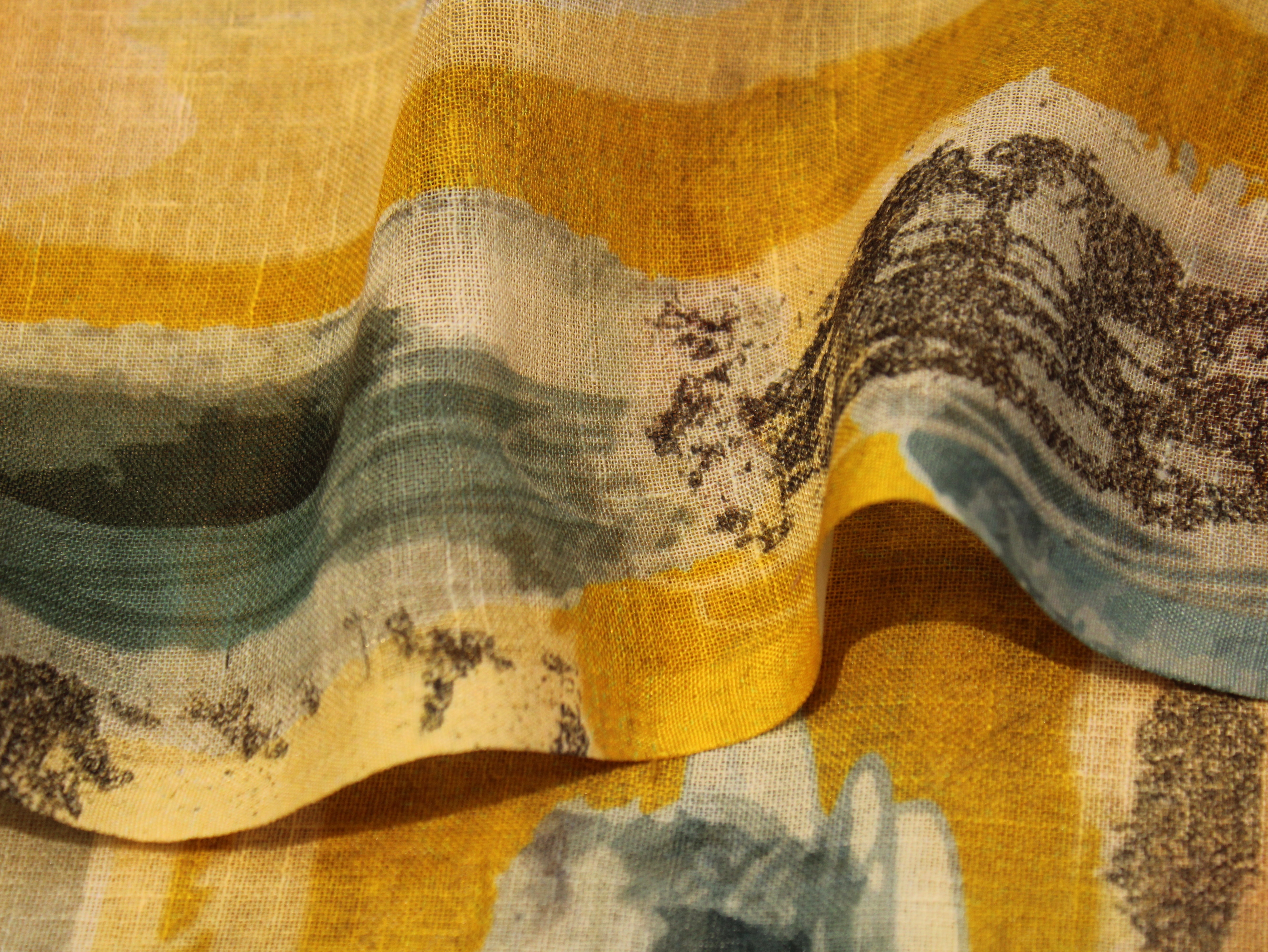 Linen-Textured Slub Cotton Digital Printed Fabric