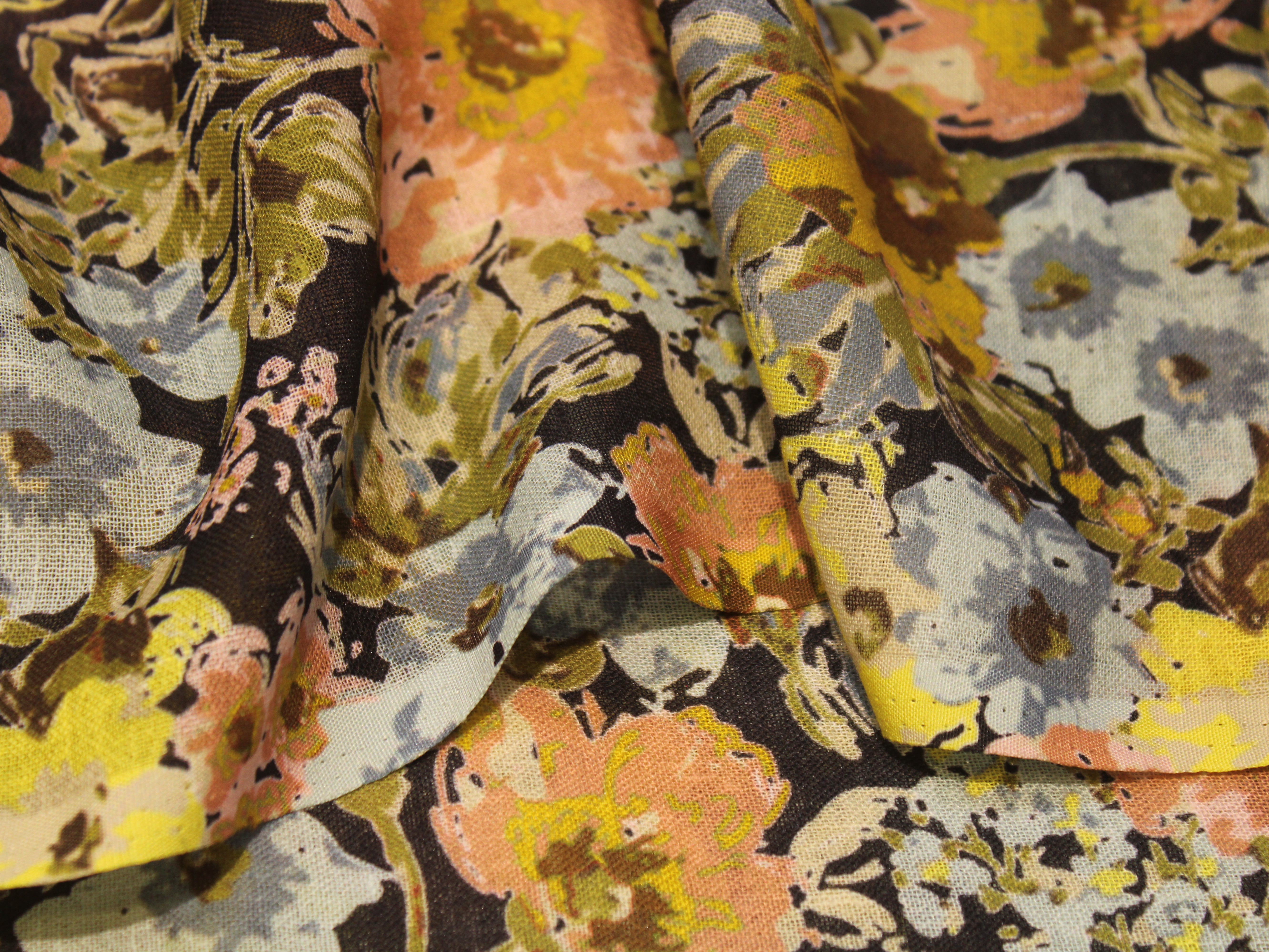 Linen-Textured Slub Cotton Digital Printed Fabric