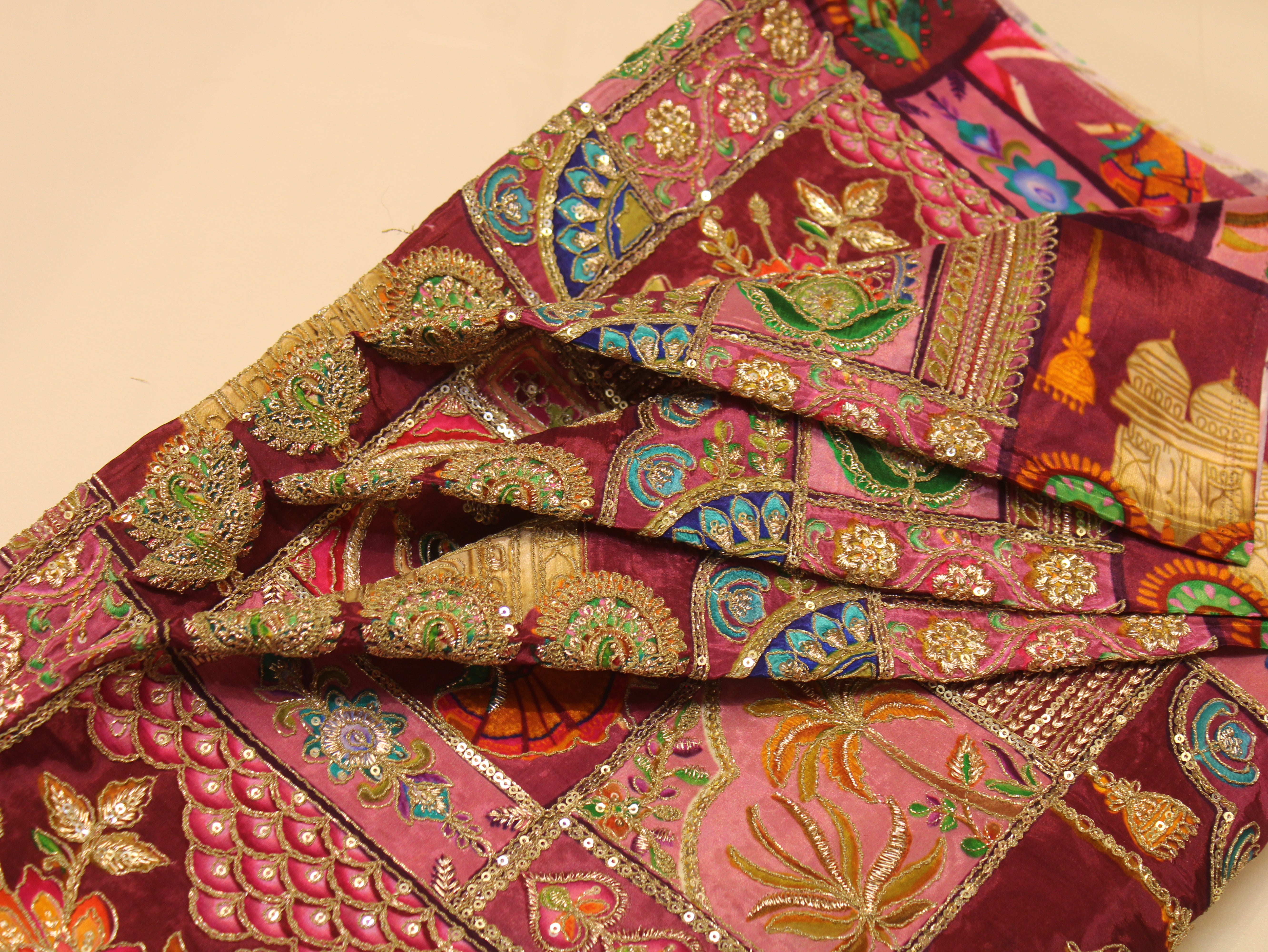 Natural Crepe Position Cording Work Fabric | 44 Inch