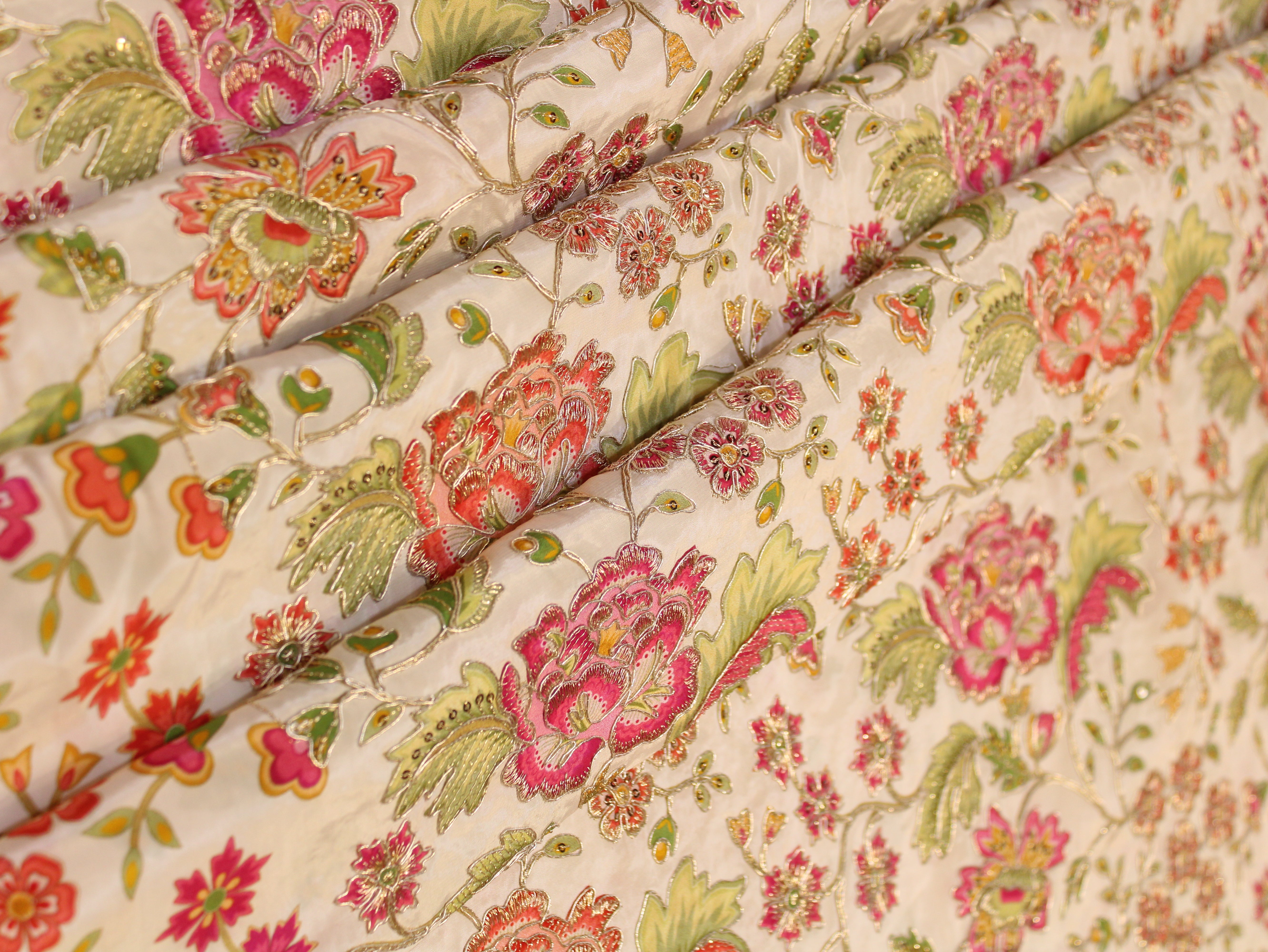Natural Crepe Position Cording Work Fabric | 44 Inch