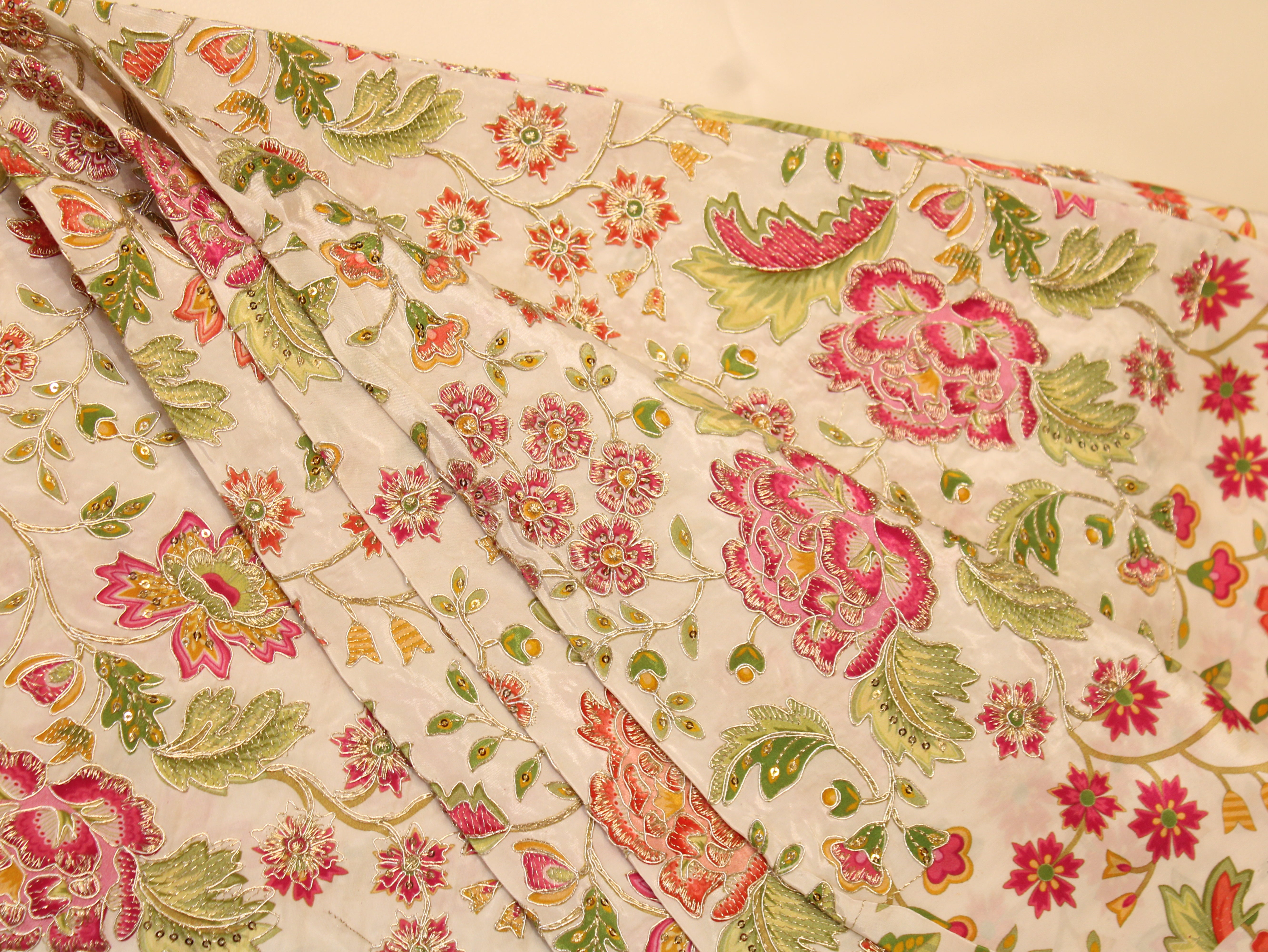 Natural Crepe Position Cording Work Fabric | 44 Inch
