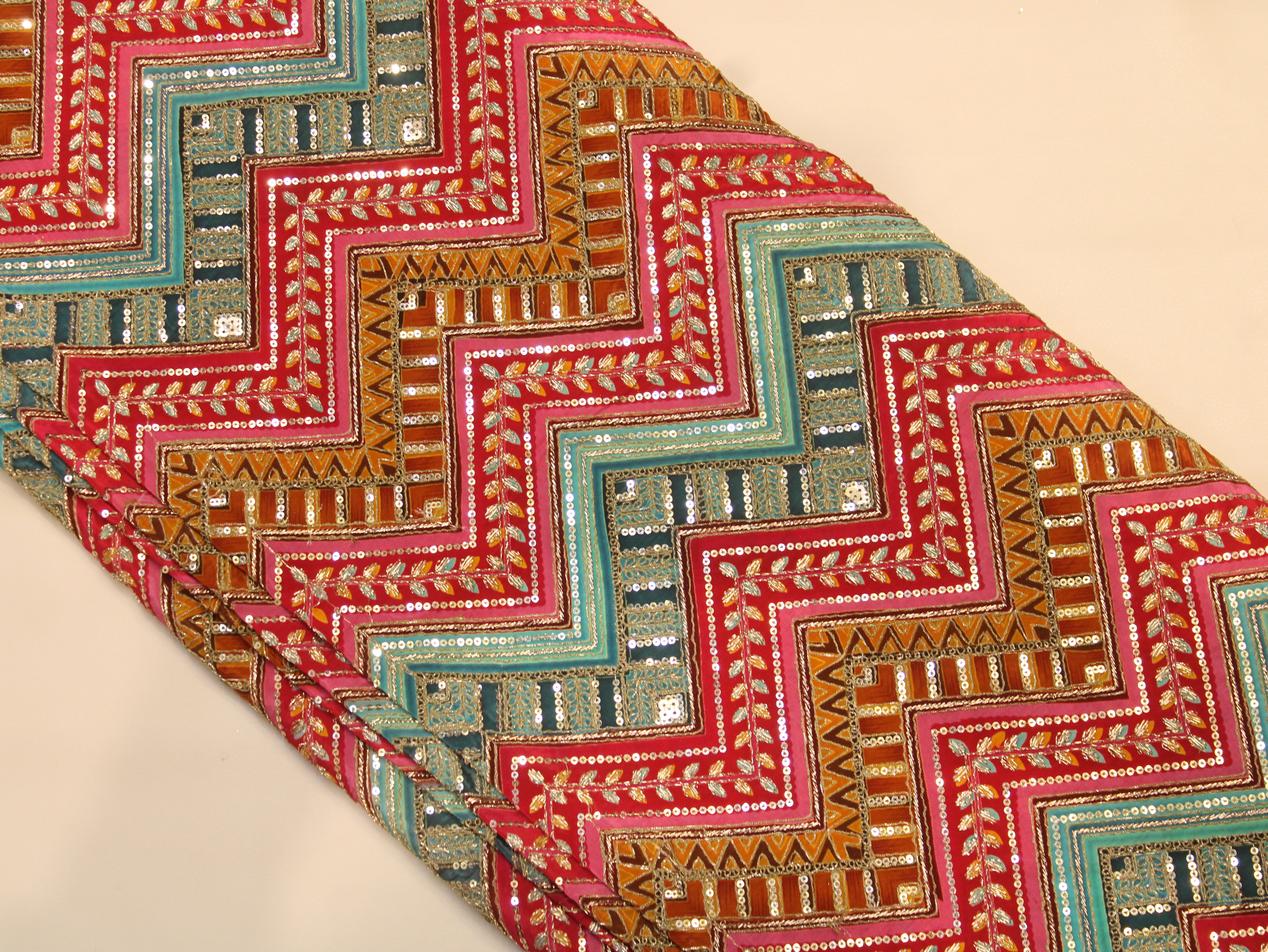 Natural Crepe Position Cording Work Fabric | 44 Inch