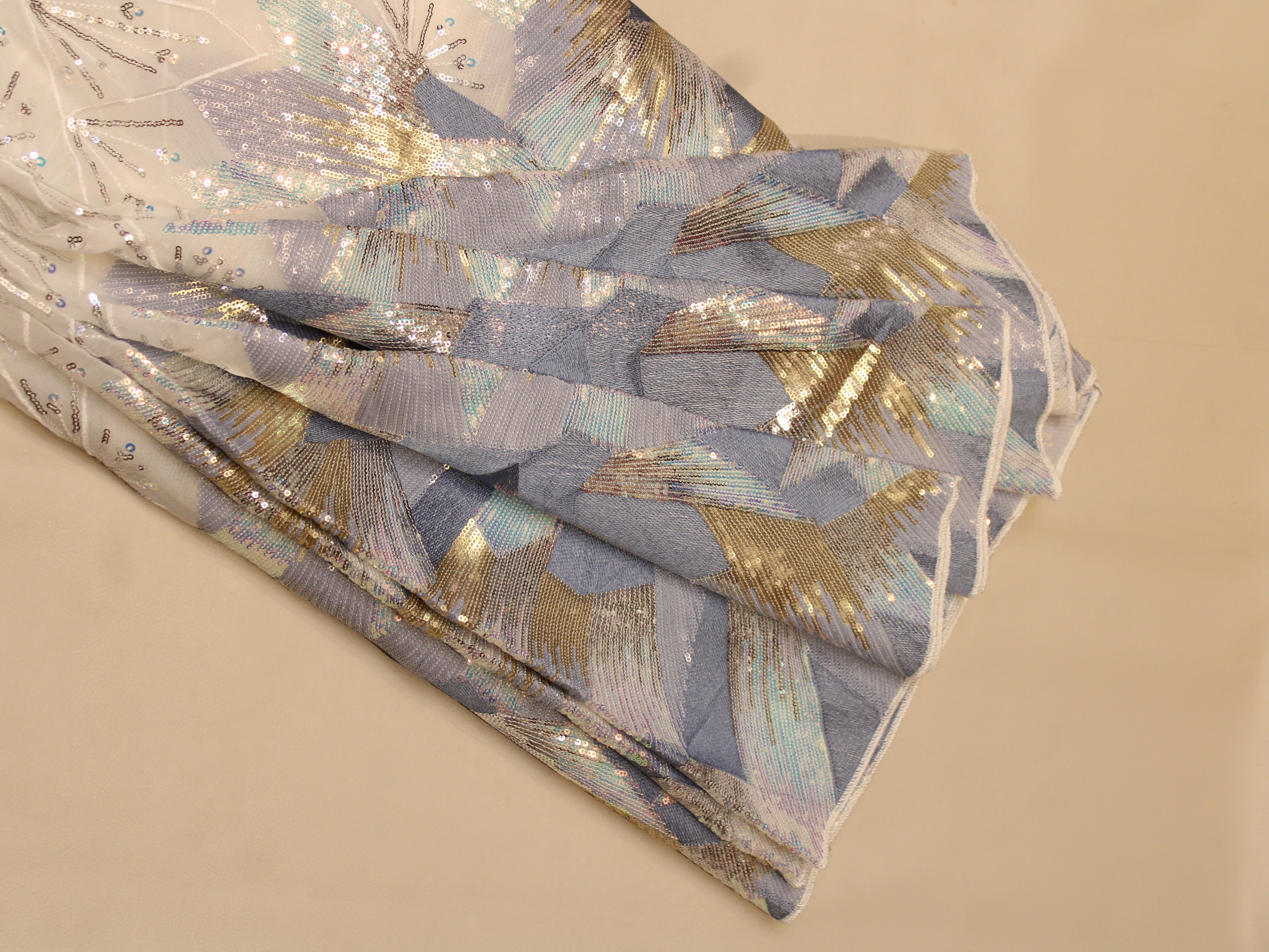 Pure Georgette Panel Embroidery & Allover Sequin Fabric | 56 Inch | Crystal Work
