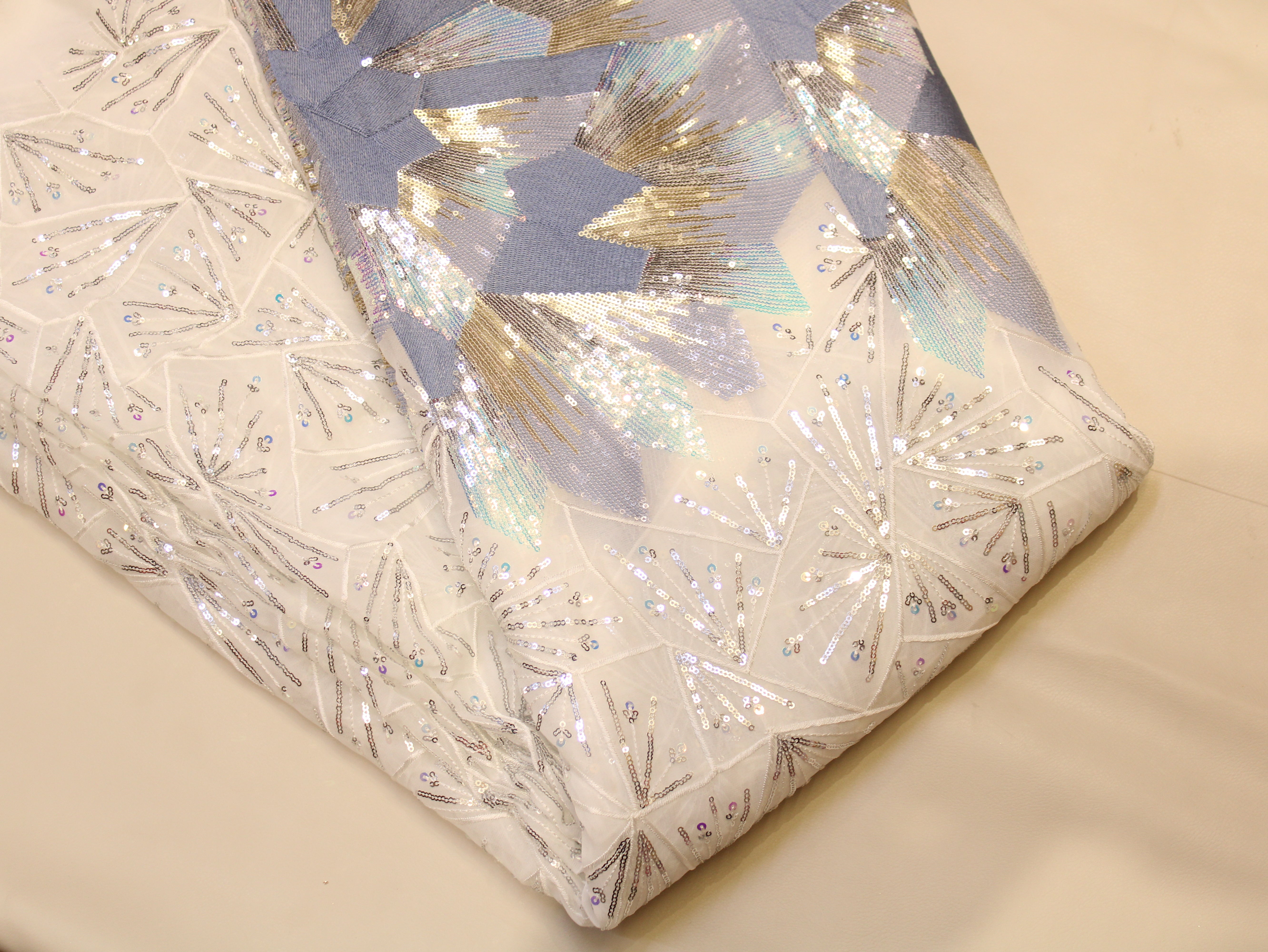 Pure Georgette Panel Embroidery & Allover Sequin Fabric | 56 Inch | Crystal Work