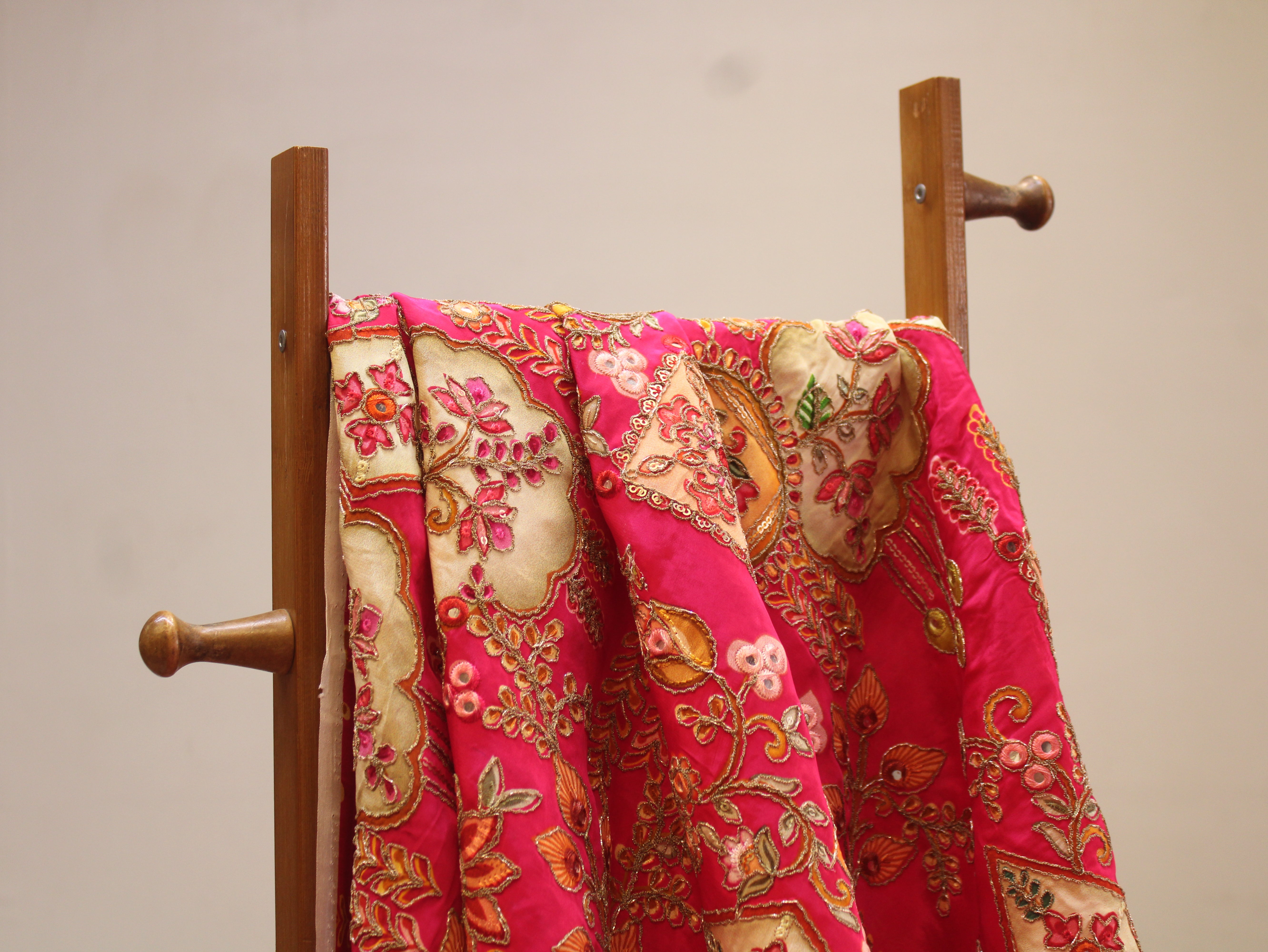 Natural Crepe Position Cording Work Fabric | 44 Inch | Rani