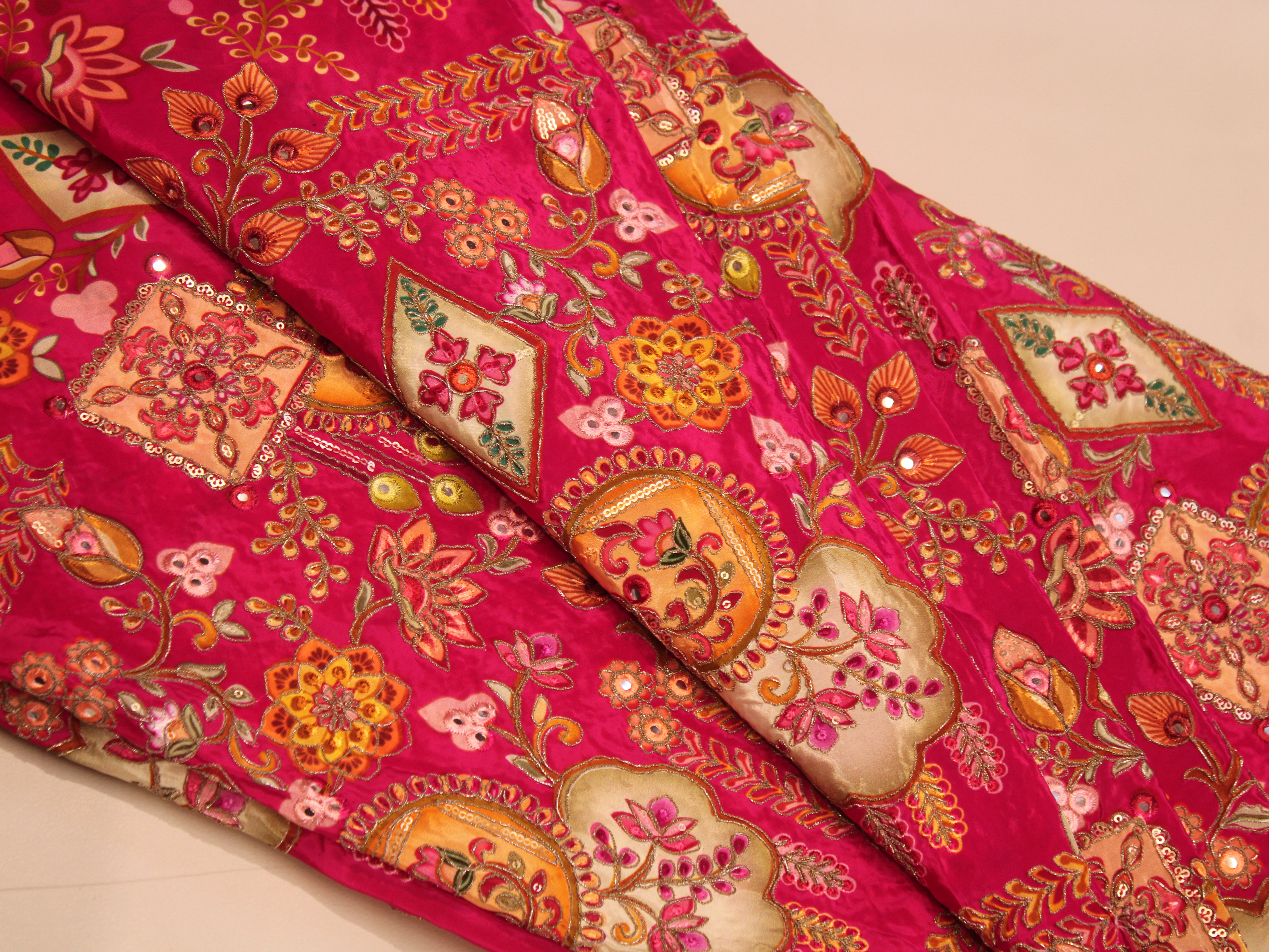 Natural Crepe Position Cording Work Fabric | 44 Inch | Rani