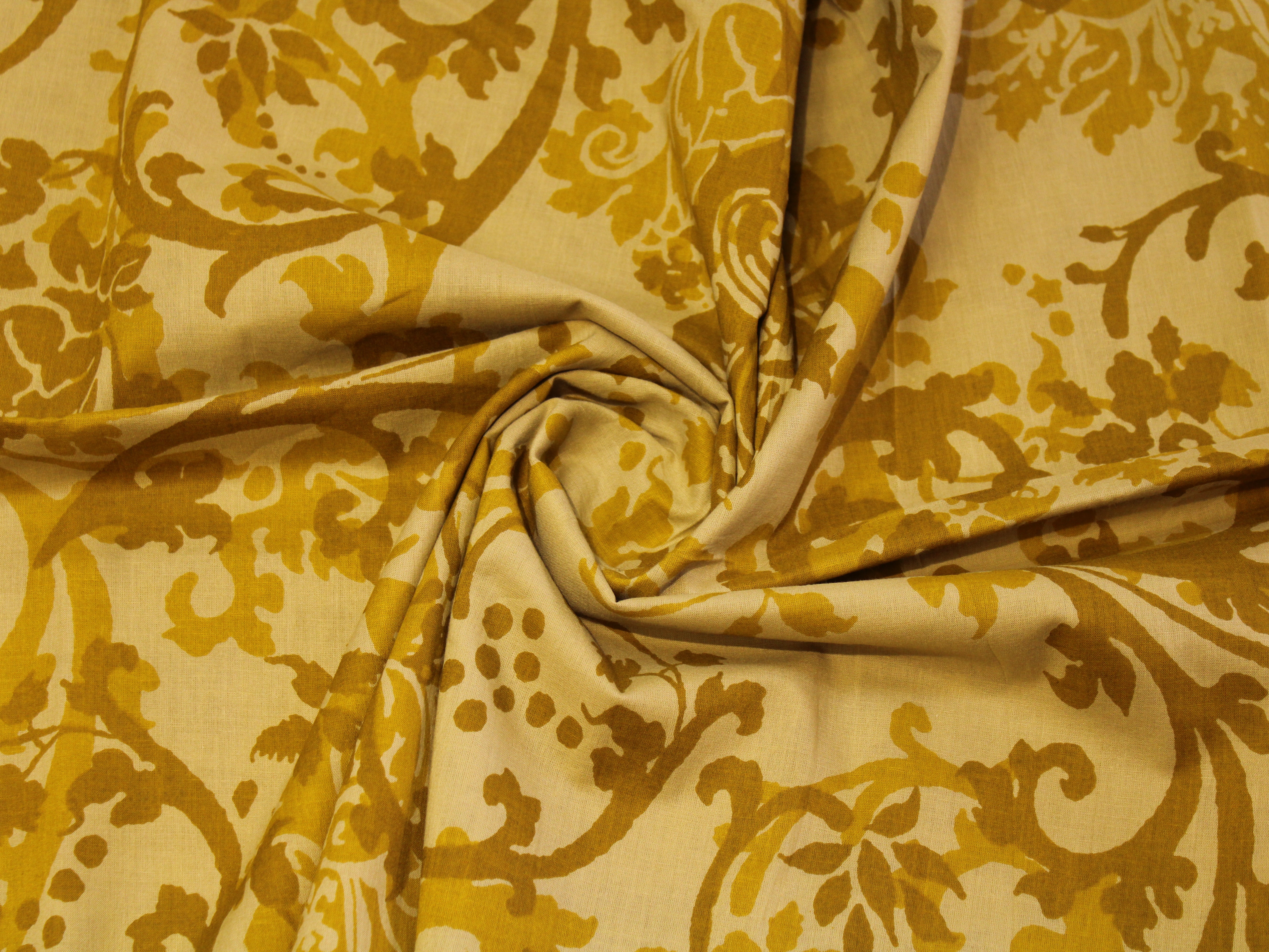 Pure Cotton Cambric Printed Fabric | 44 Inch | 60×60 Count | Yellow