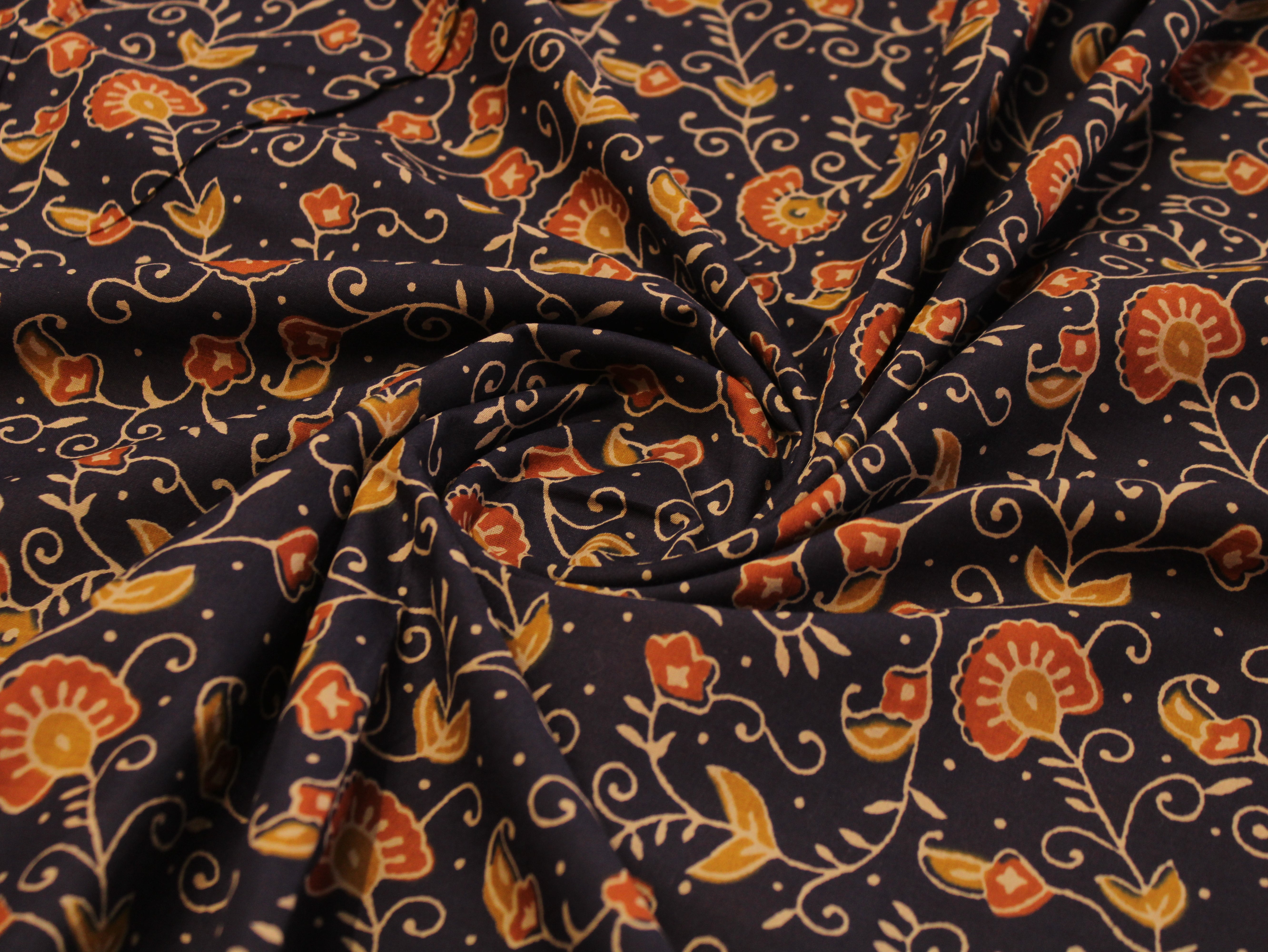 Pure Cotton Cambric Printed Fabric | 44 Inch | 60×60 Count | Navy Blue