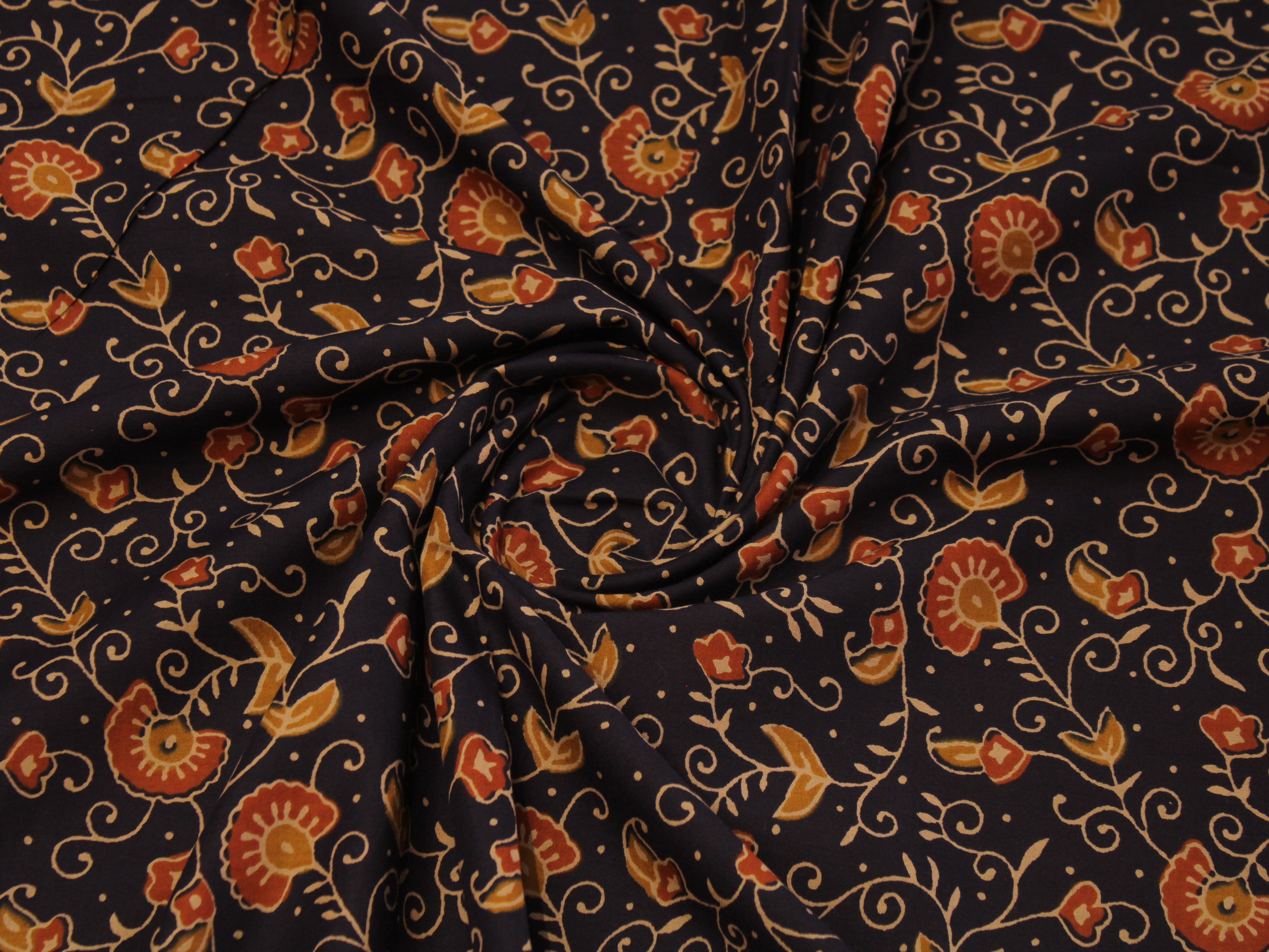 Pure Cotton Cambric Printed Fabric | 44 Inch | 60×60 Count | Navy Blue