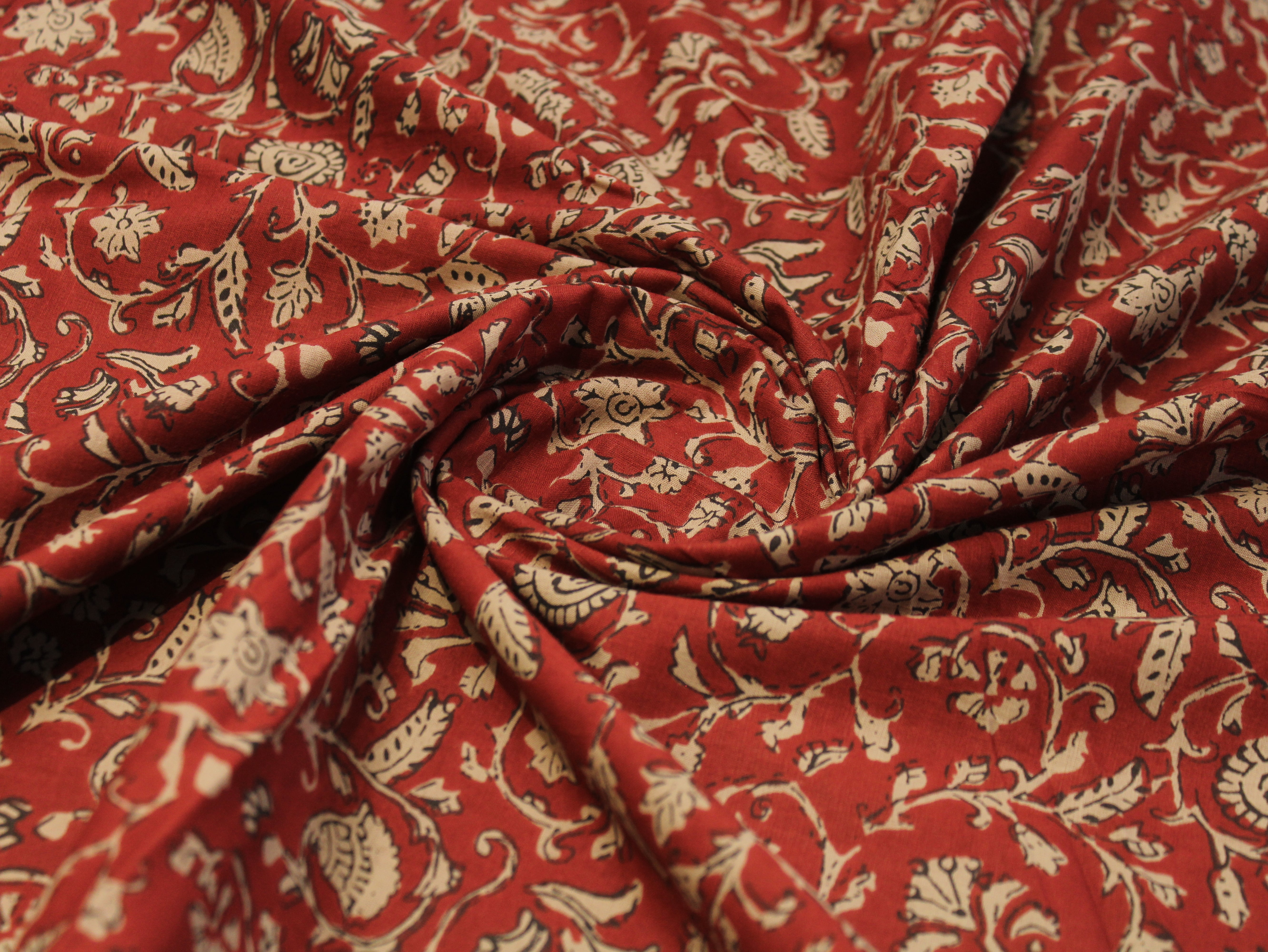 Pure Cotton Cambric Printed Fabric | 44 Inch | 60×60 Count | Rust Orange