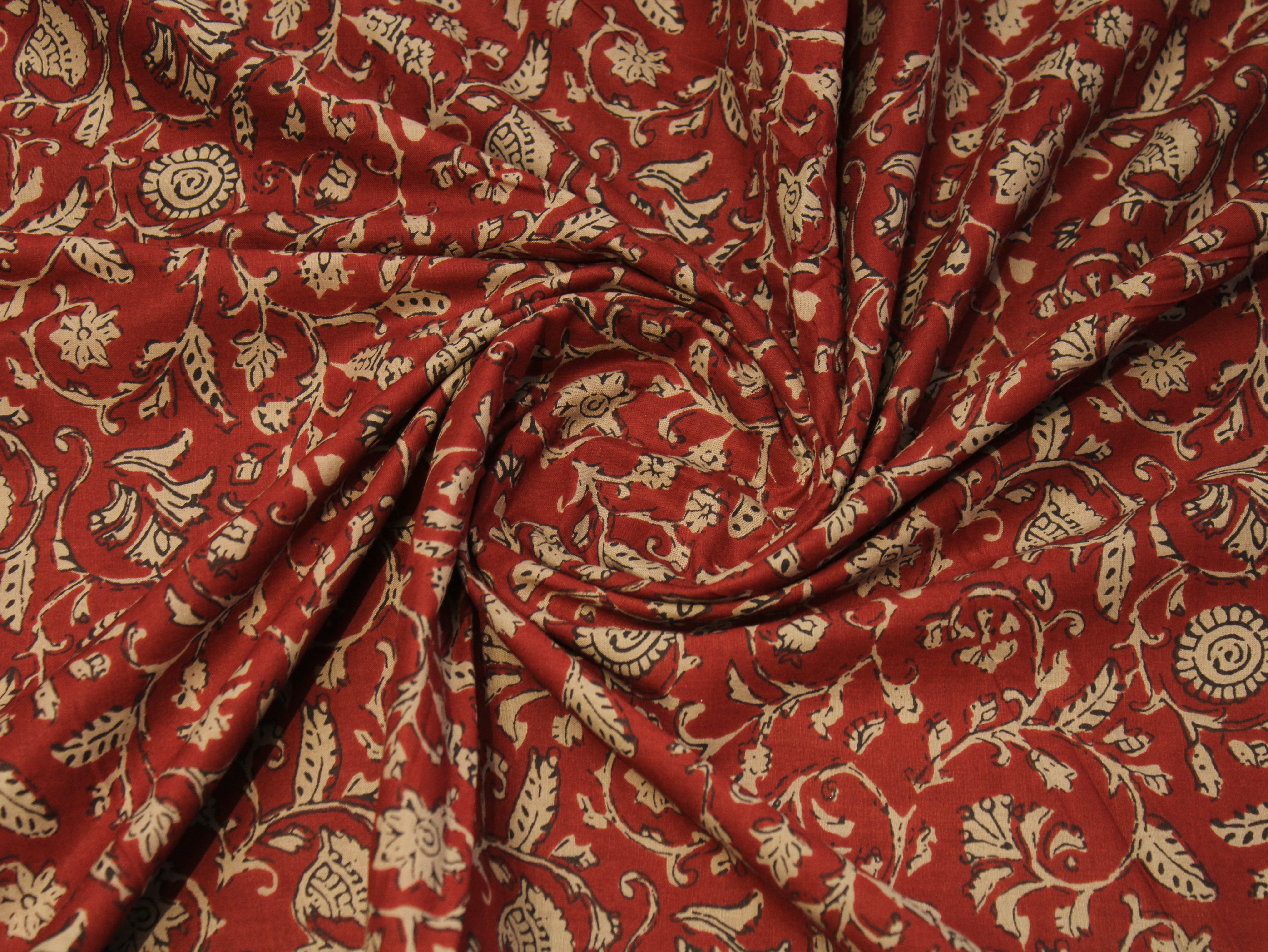 Pure Cotton Cambric Printed Fabric | 44 Inch | 60×60 Count | Rust Orange