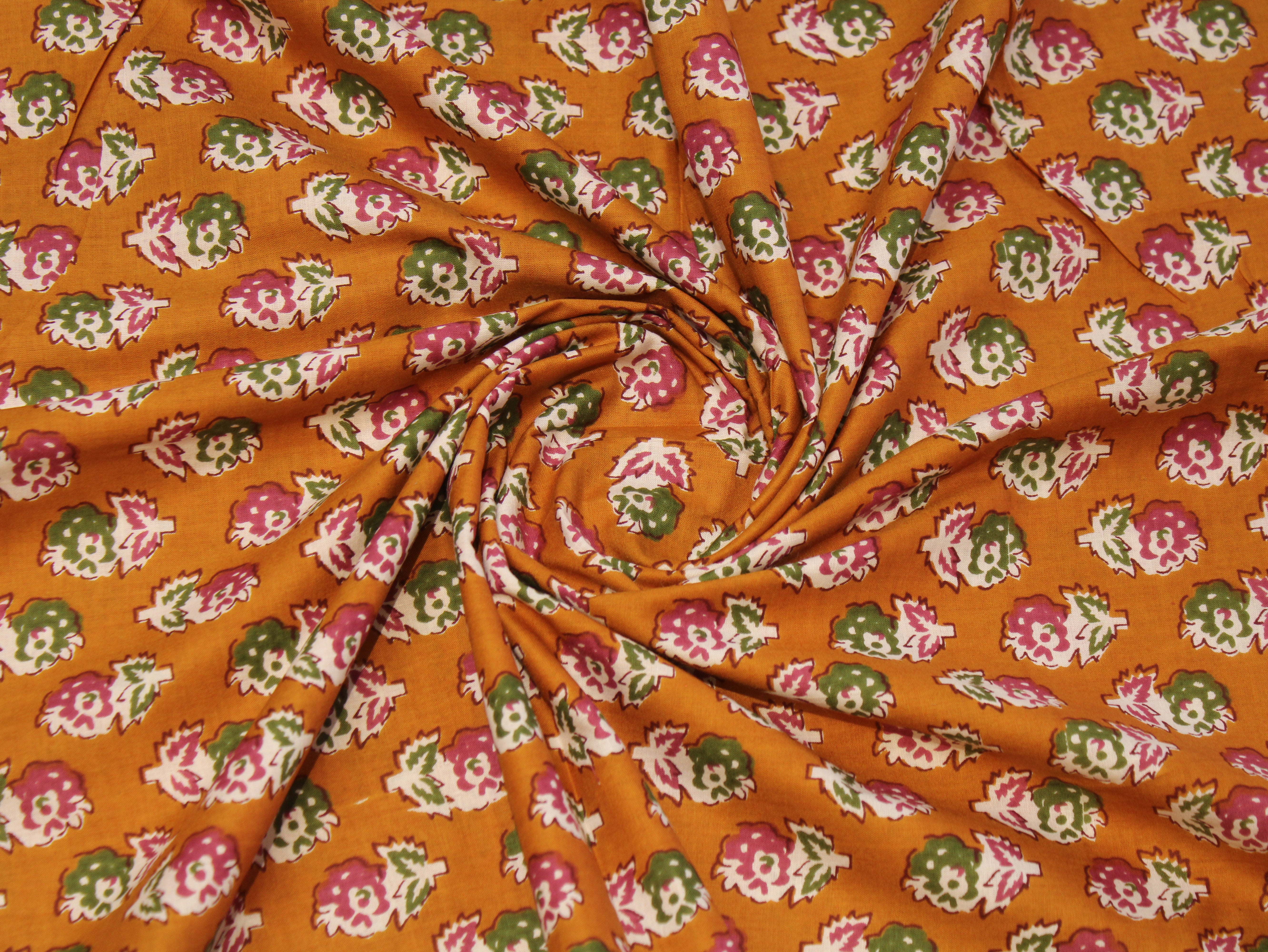 Pure Cotton Cambric Printed Fabric | 44 Inch | 60×60 Count | Mango