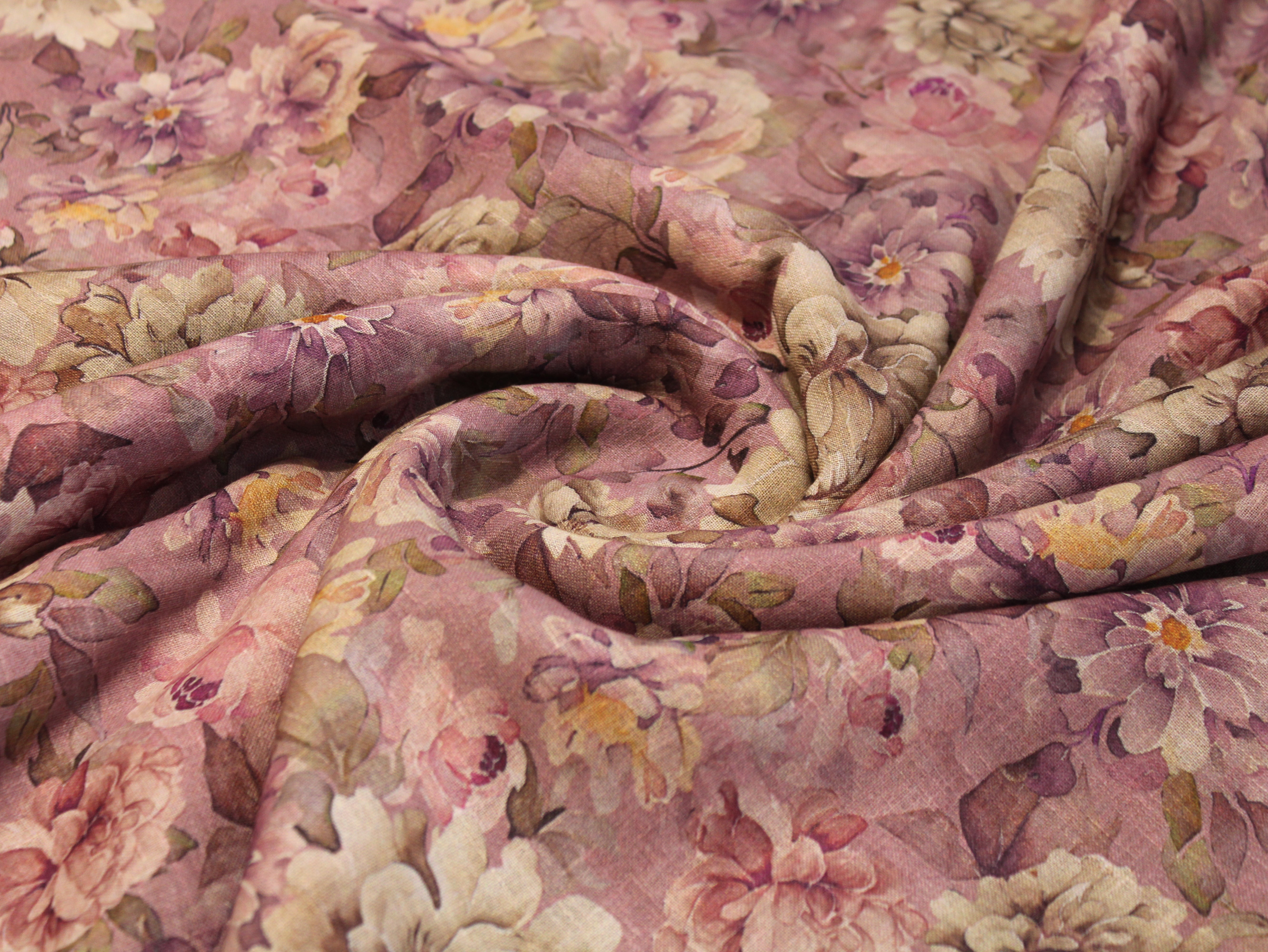 Linen-Textured Slub Cotton Digital Printed Fabric