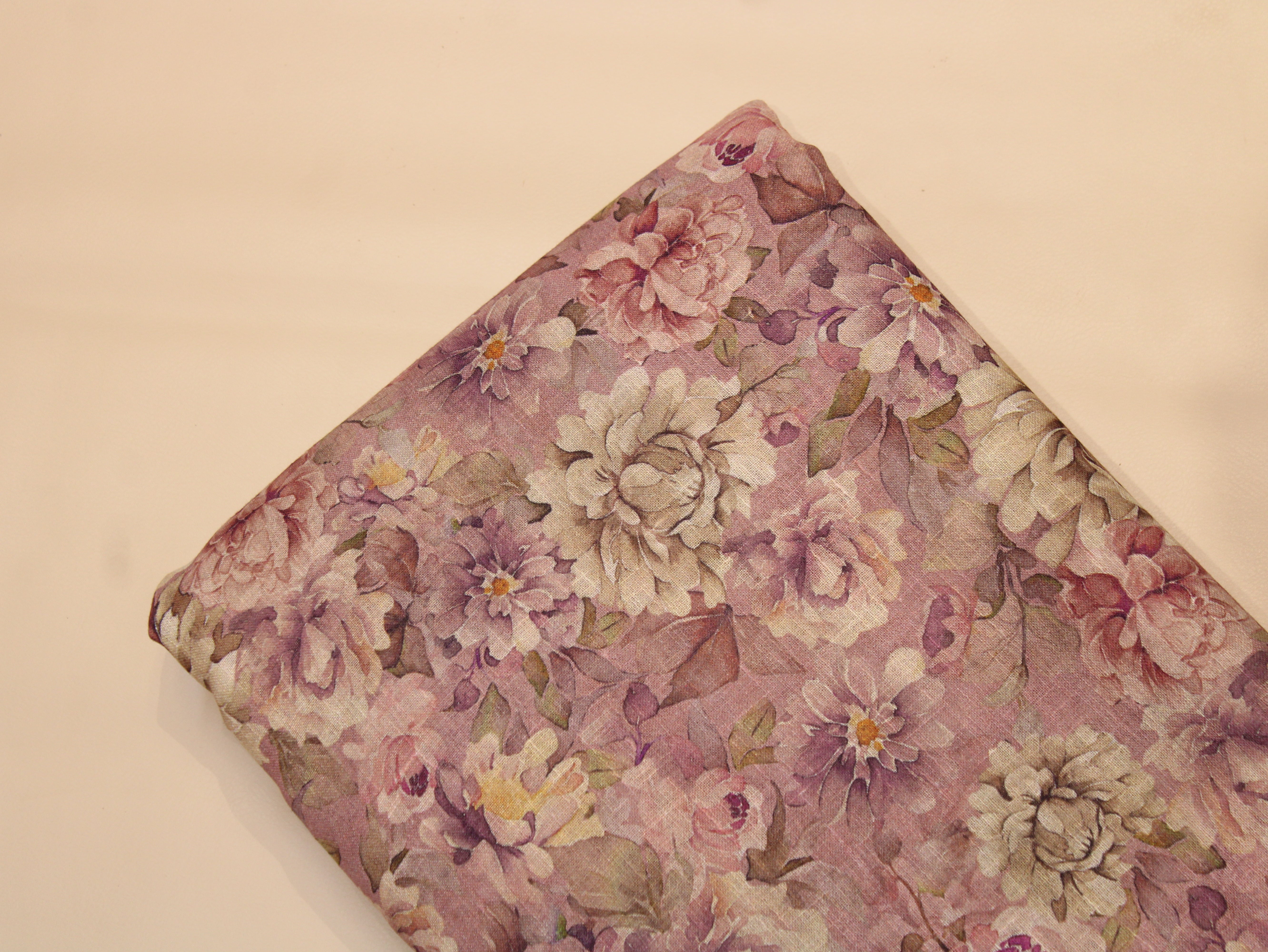 Linen-Textured Slub Cotton Digital Printed Fabric