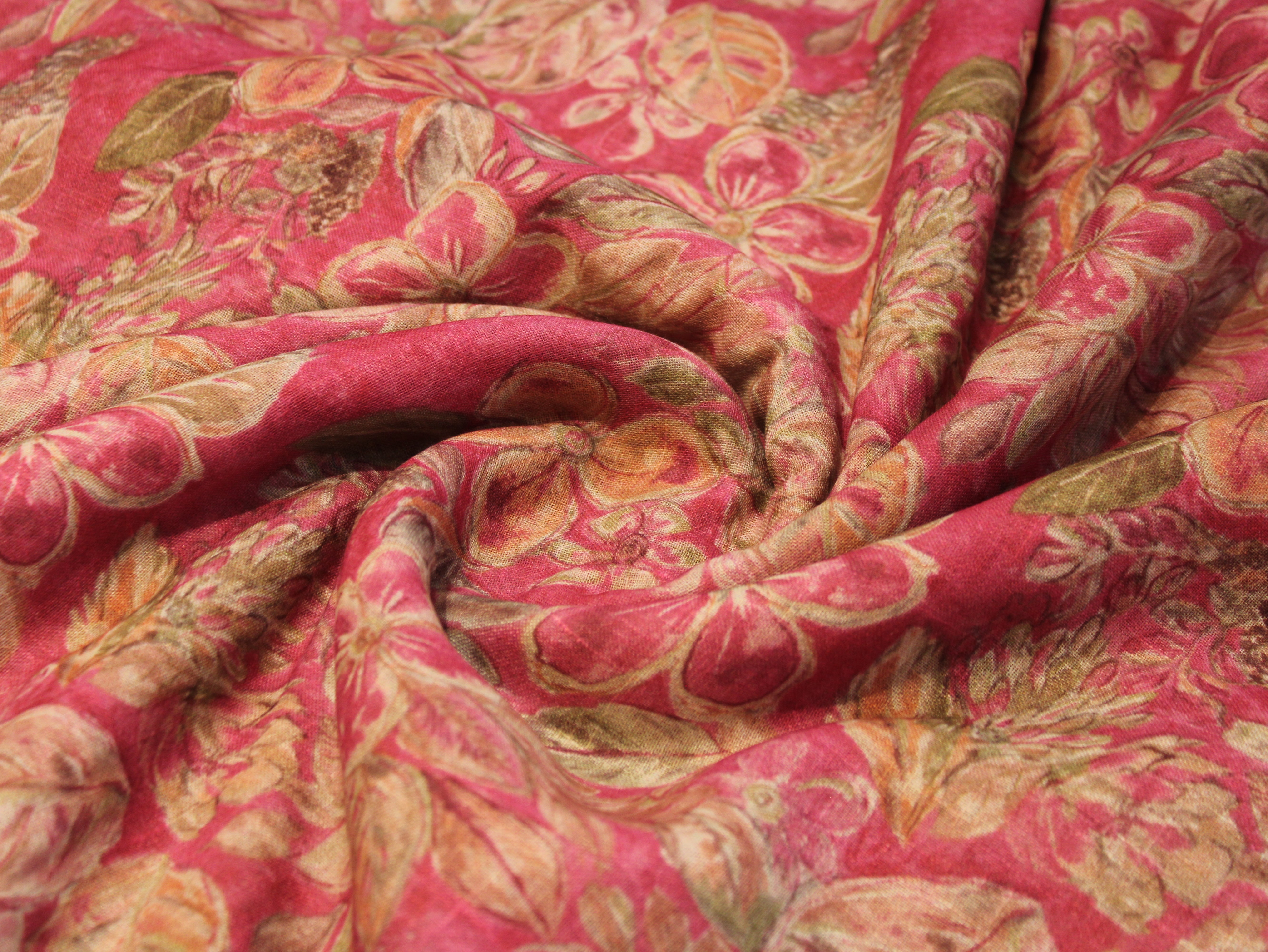 Linen-Textured Slub Cotton Digital Printed Fabric