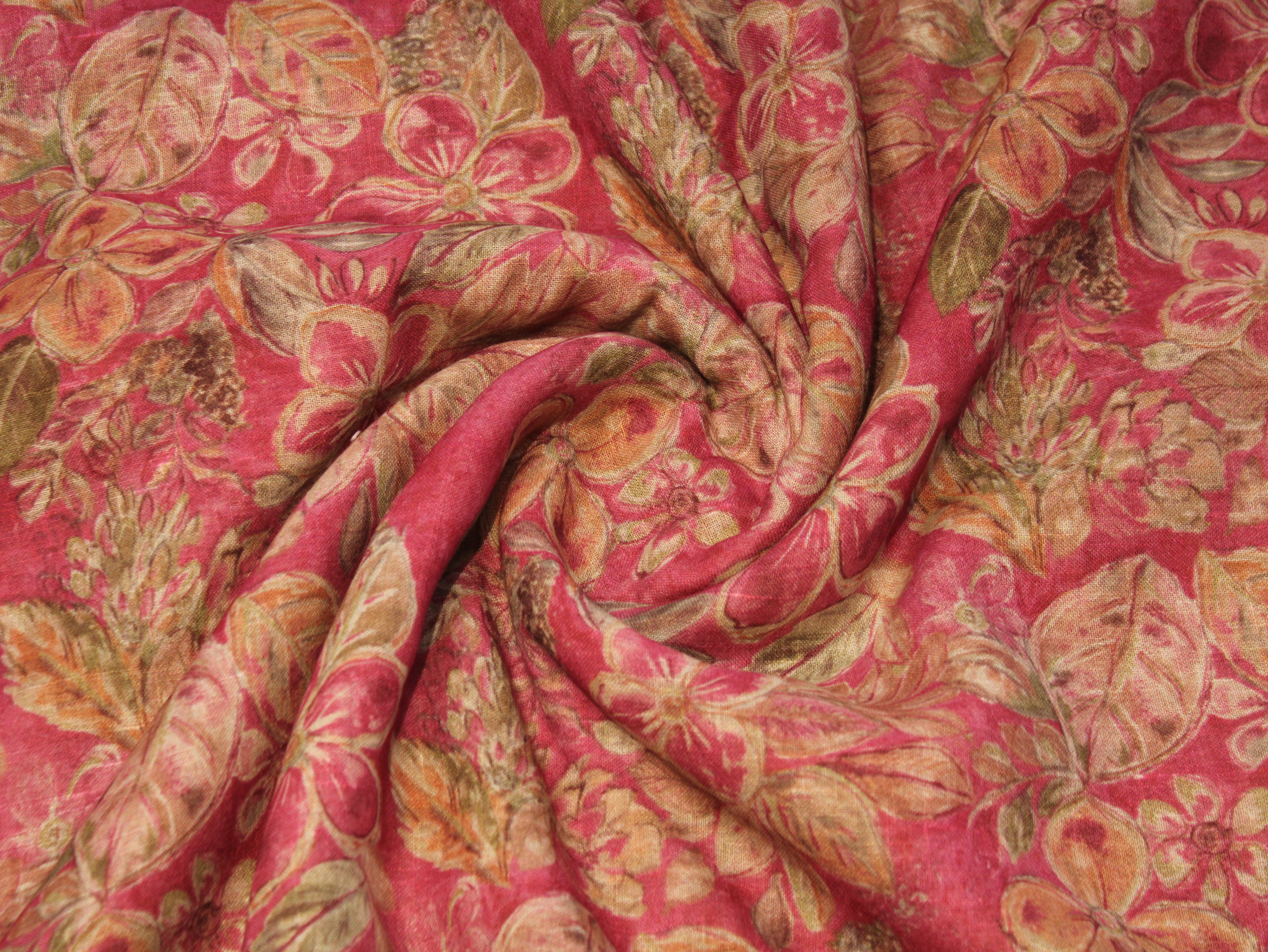 Linen-Textured Slub Cotton Digital Printed Fabric