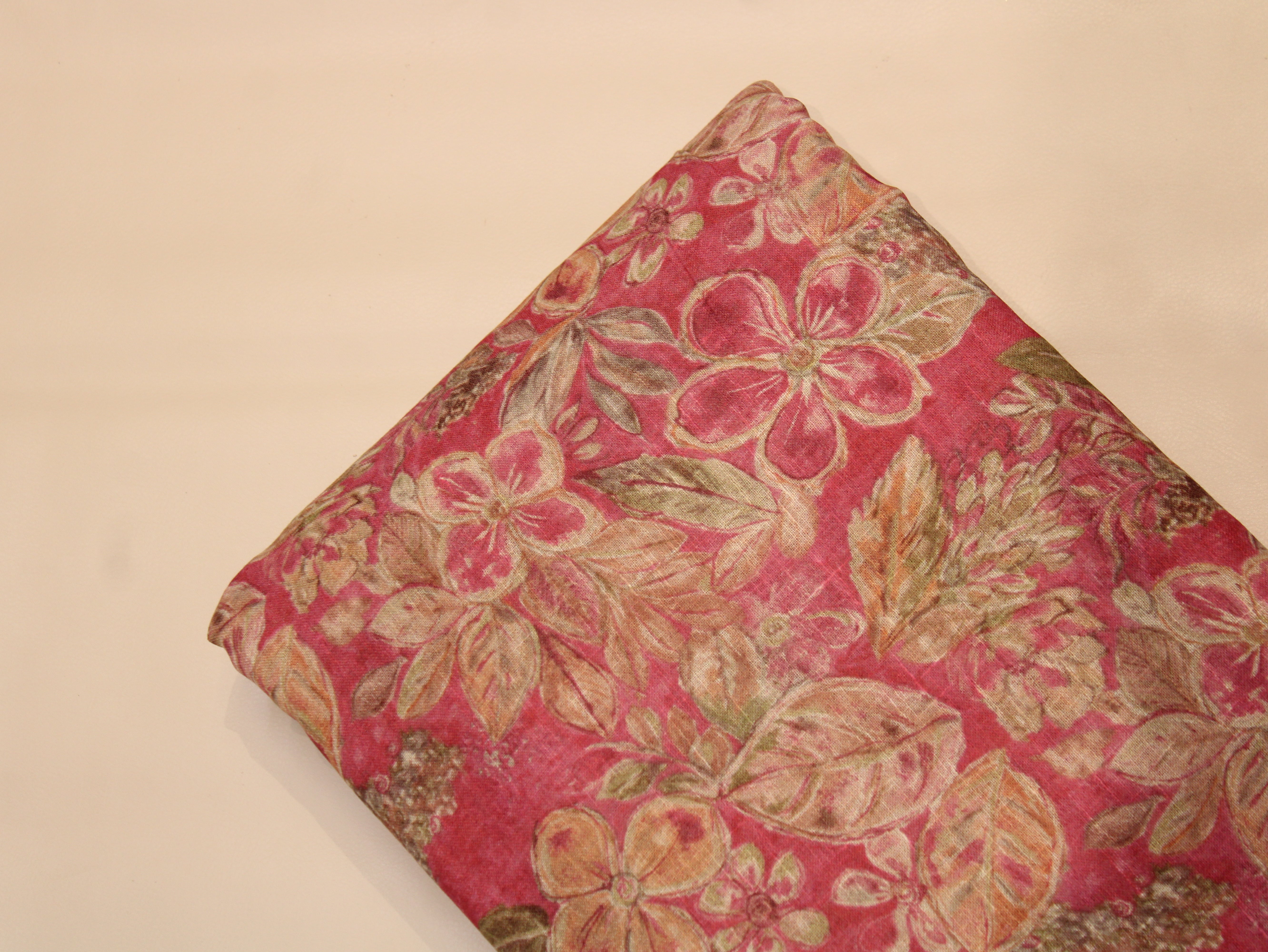 Linen-Textured Slub Cotton Digital Printed Fabric