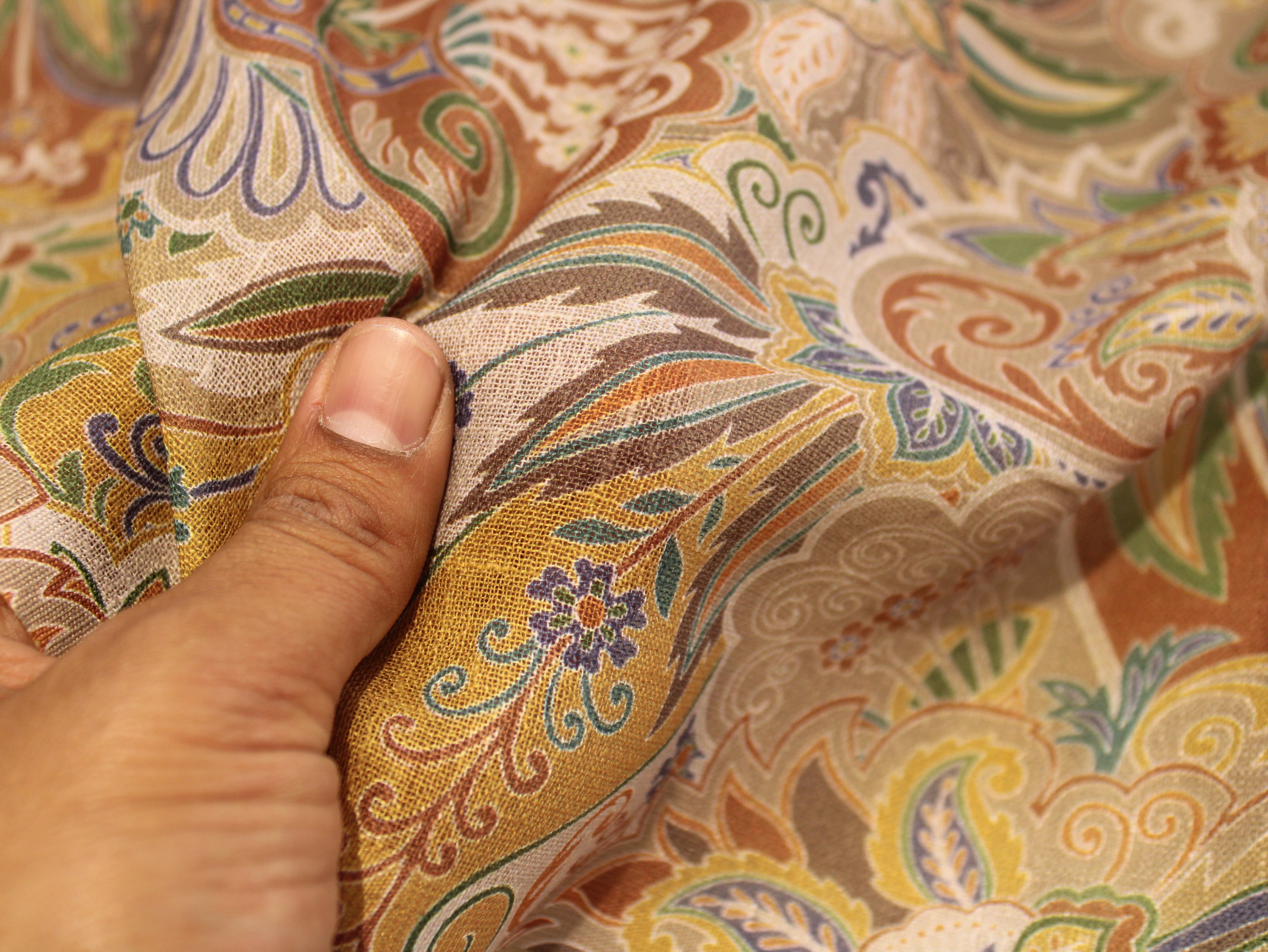 Linen-Textured Slub Cotton Digital Printed Fabric