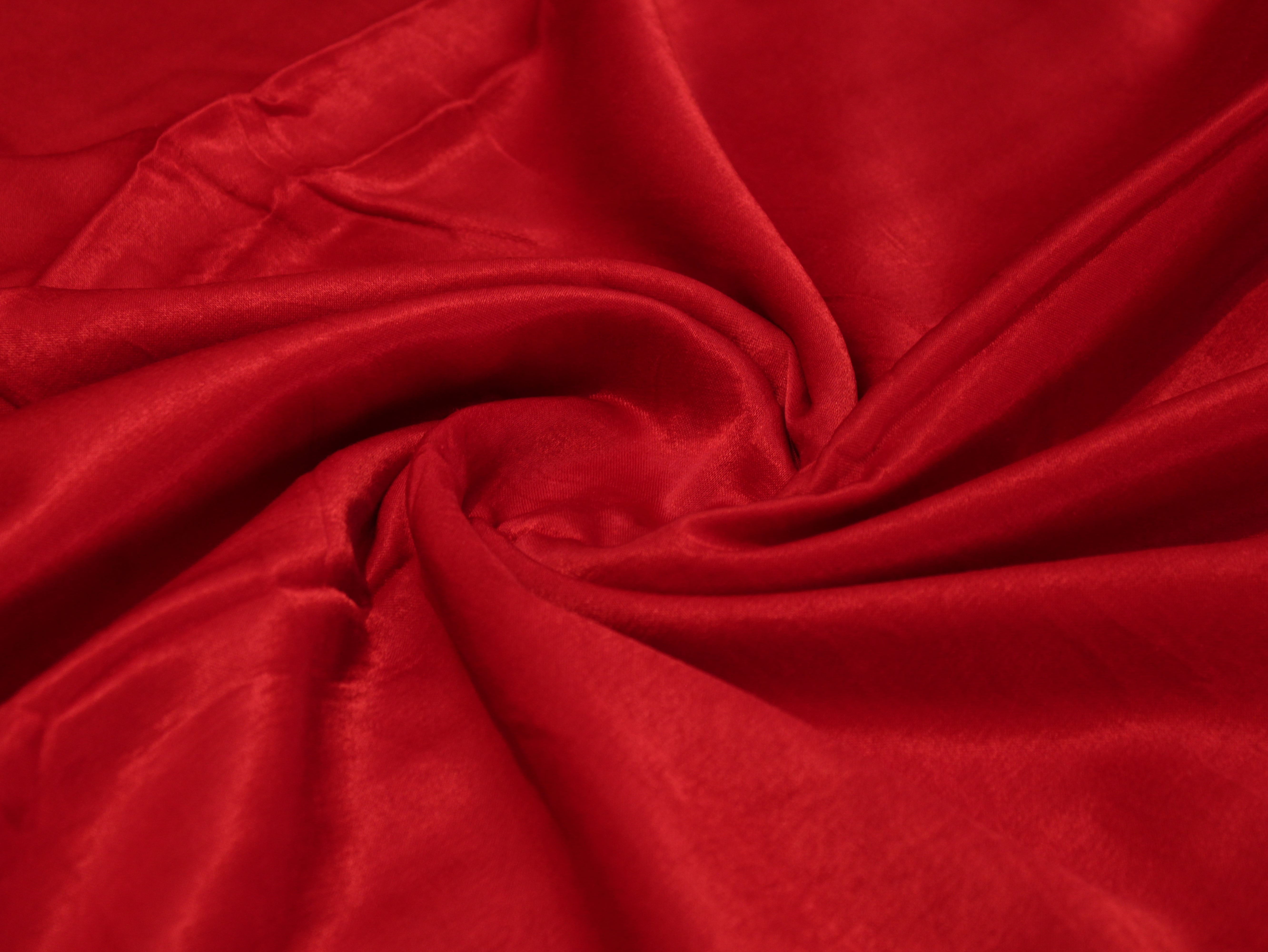 Gaji Mashru Silk Look Plain Dyed Fabric - Silk Red