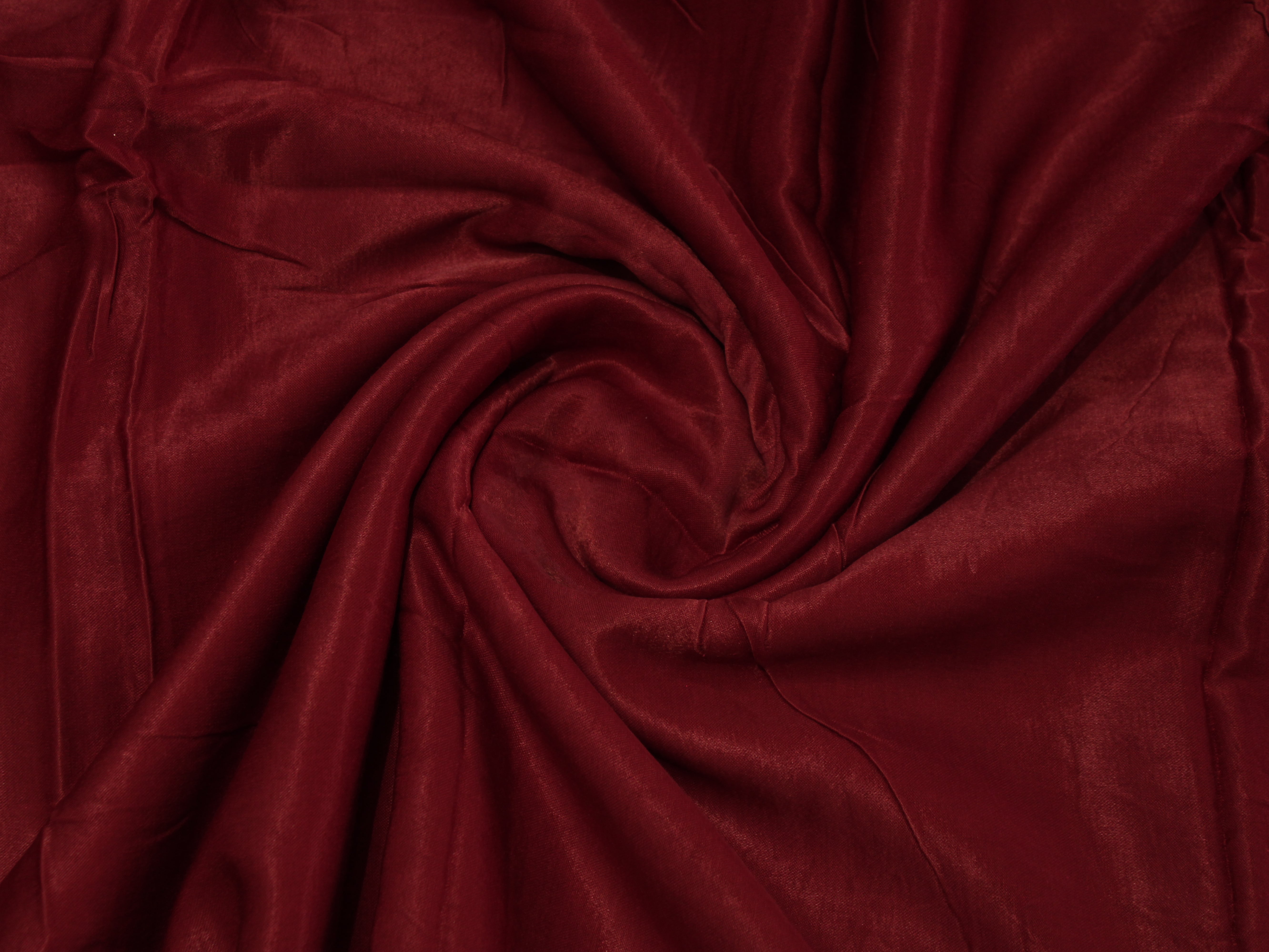 Gaji Mashru Silk Look Plain Dyed Fabric - Silk Maroon