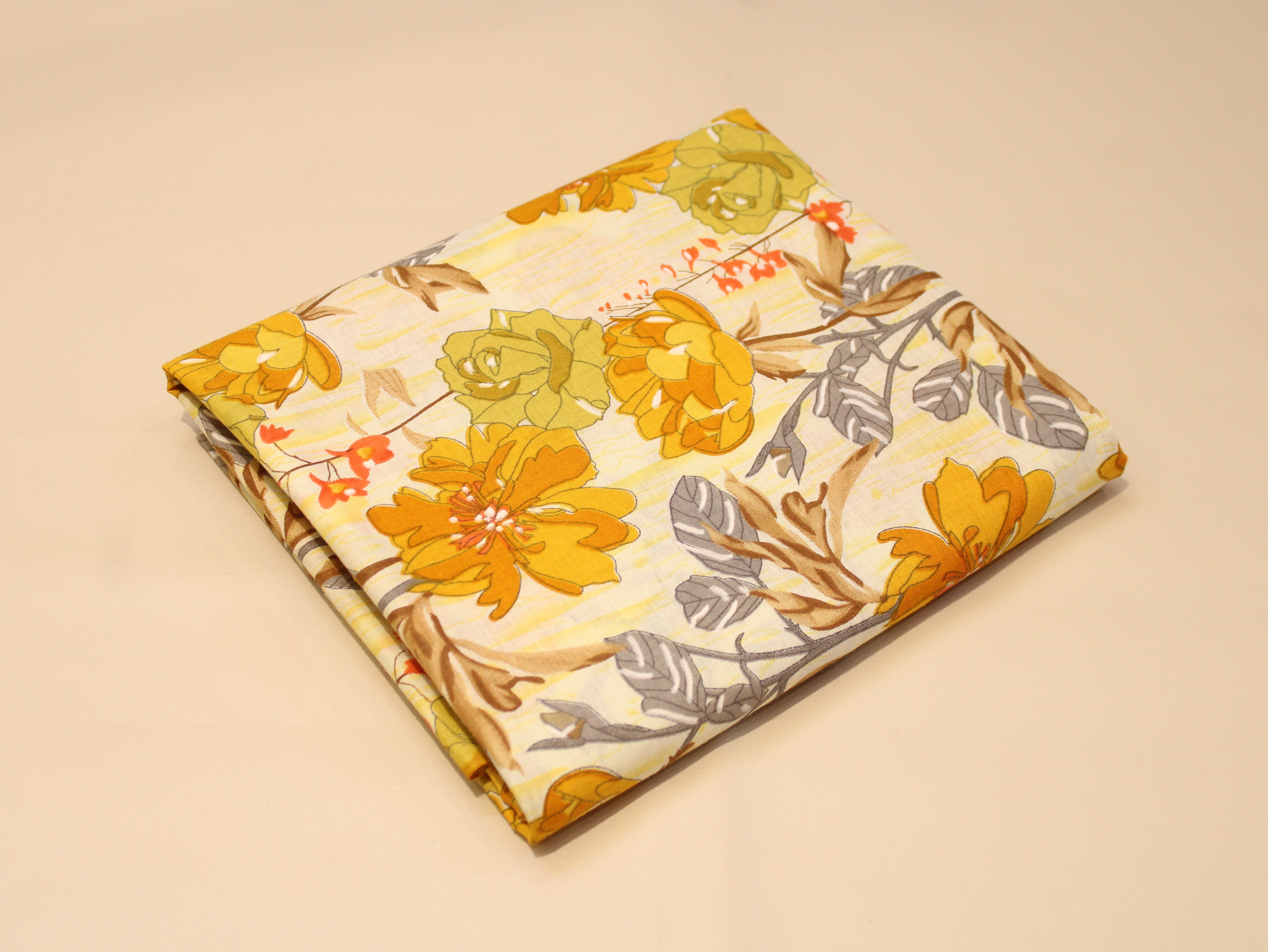Pure Cotton Cambric Printed Fabric | 44 Inch | 60×60 Count | Yellow
