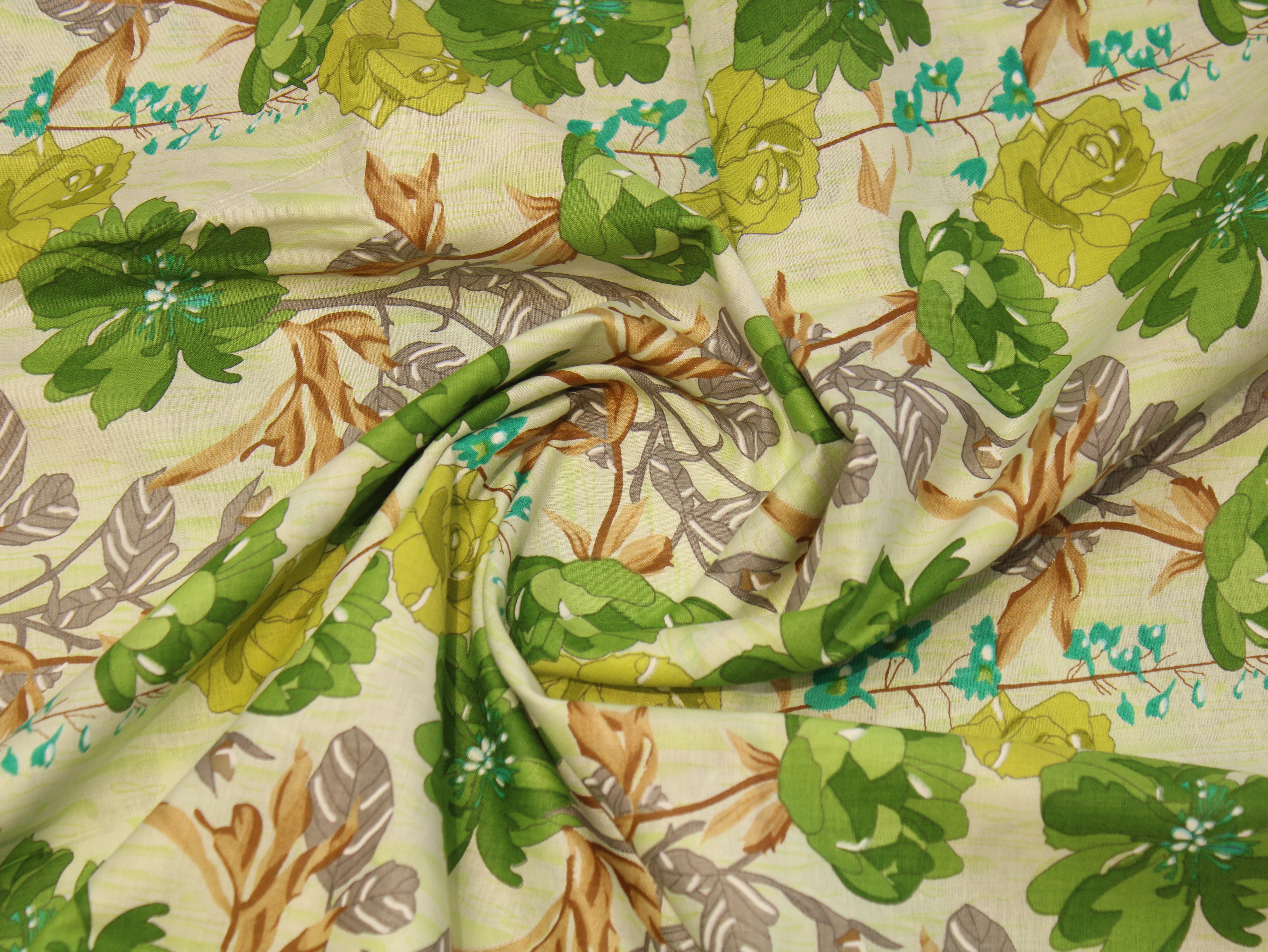 Pure Cotton Cambric Printed Fabric | 44 Inch | 60×60 Count | Green