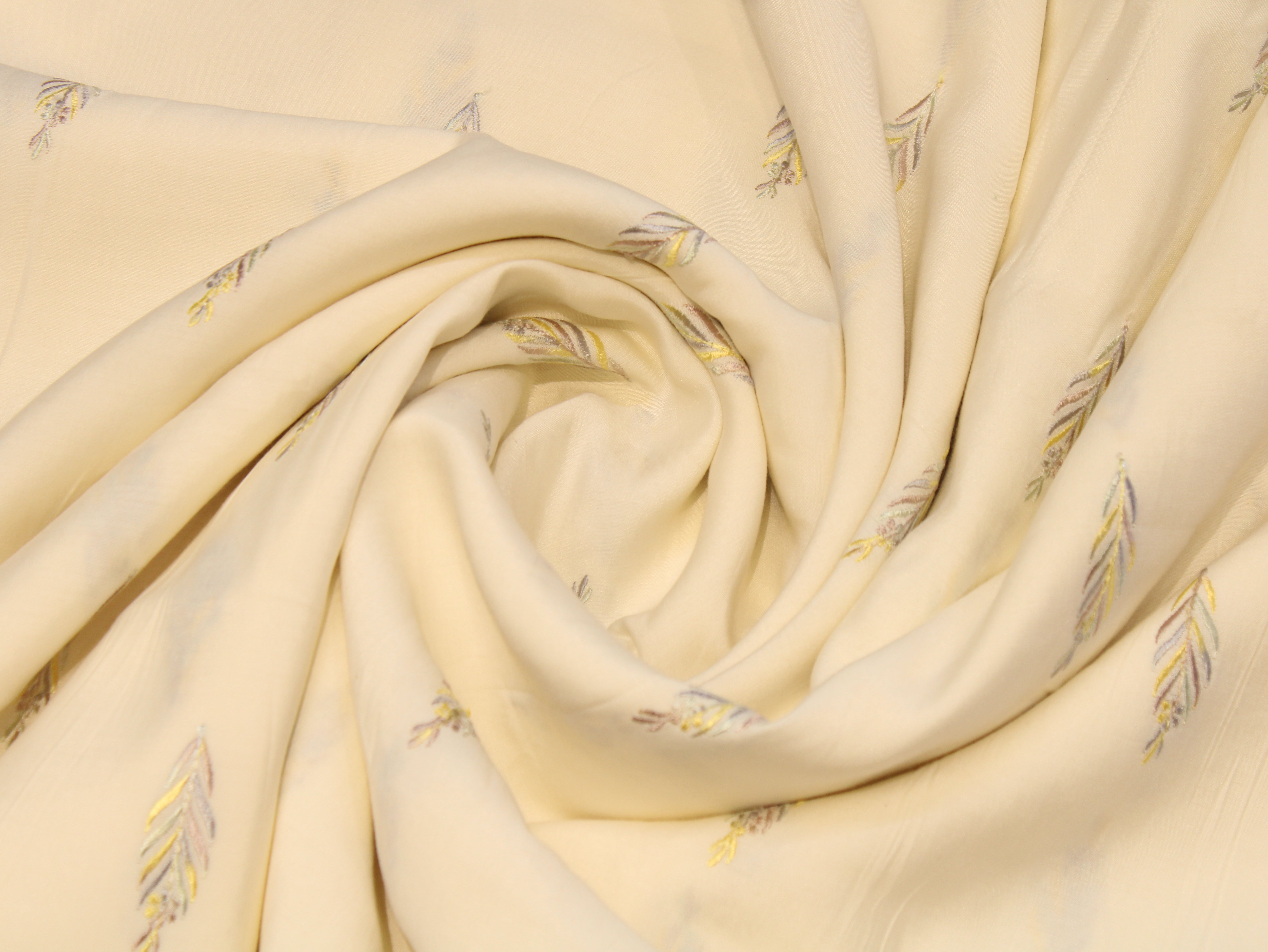 Pure Chanderi Silk Fabric for Kurta — Yellow Embroidery