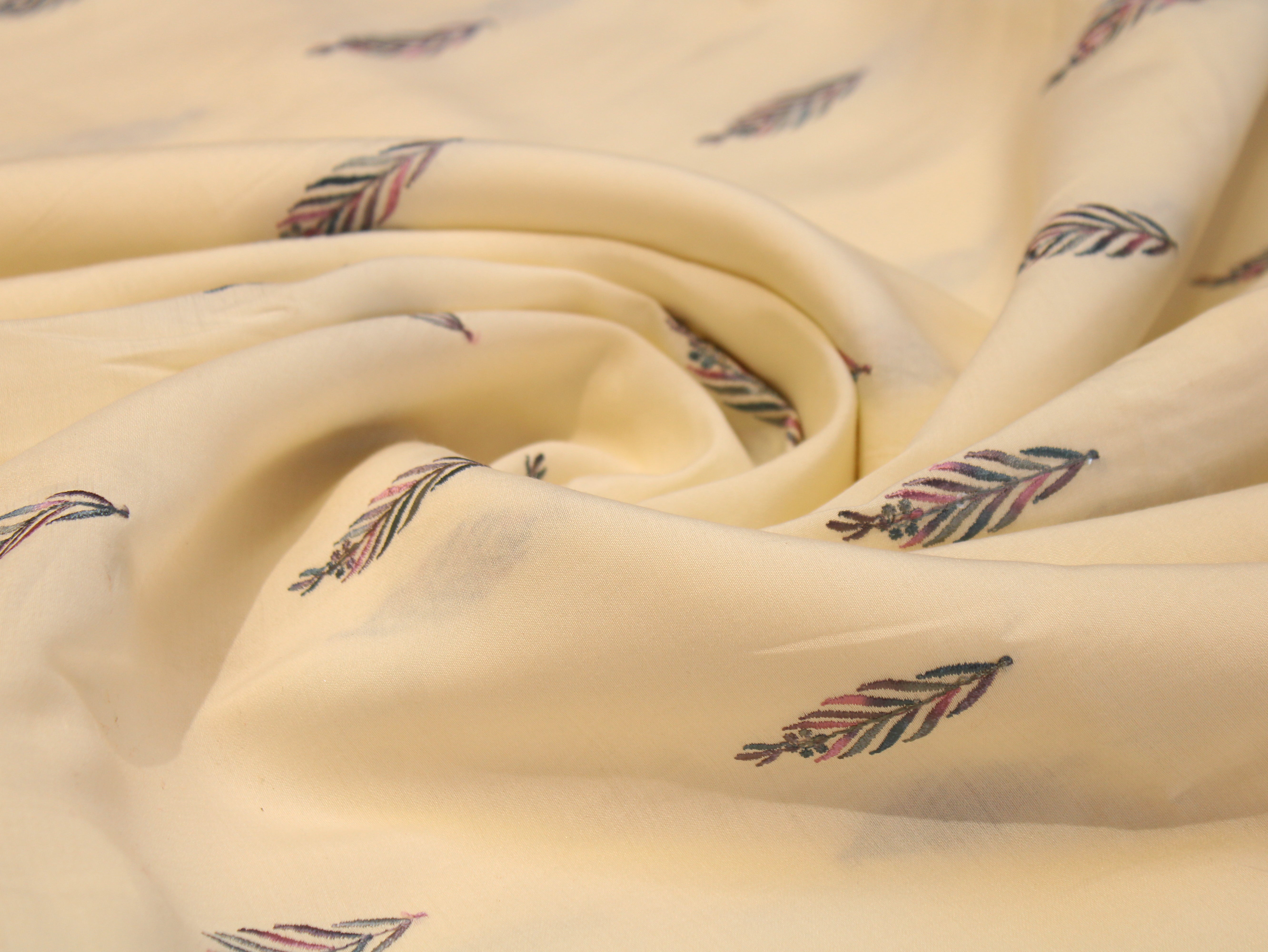 Pure Chanderi Silk Fabric for Kurta — Wine Embroidery