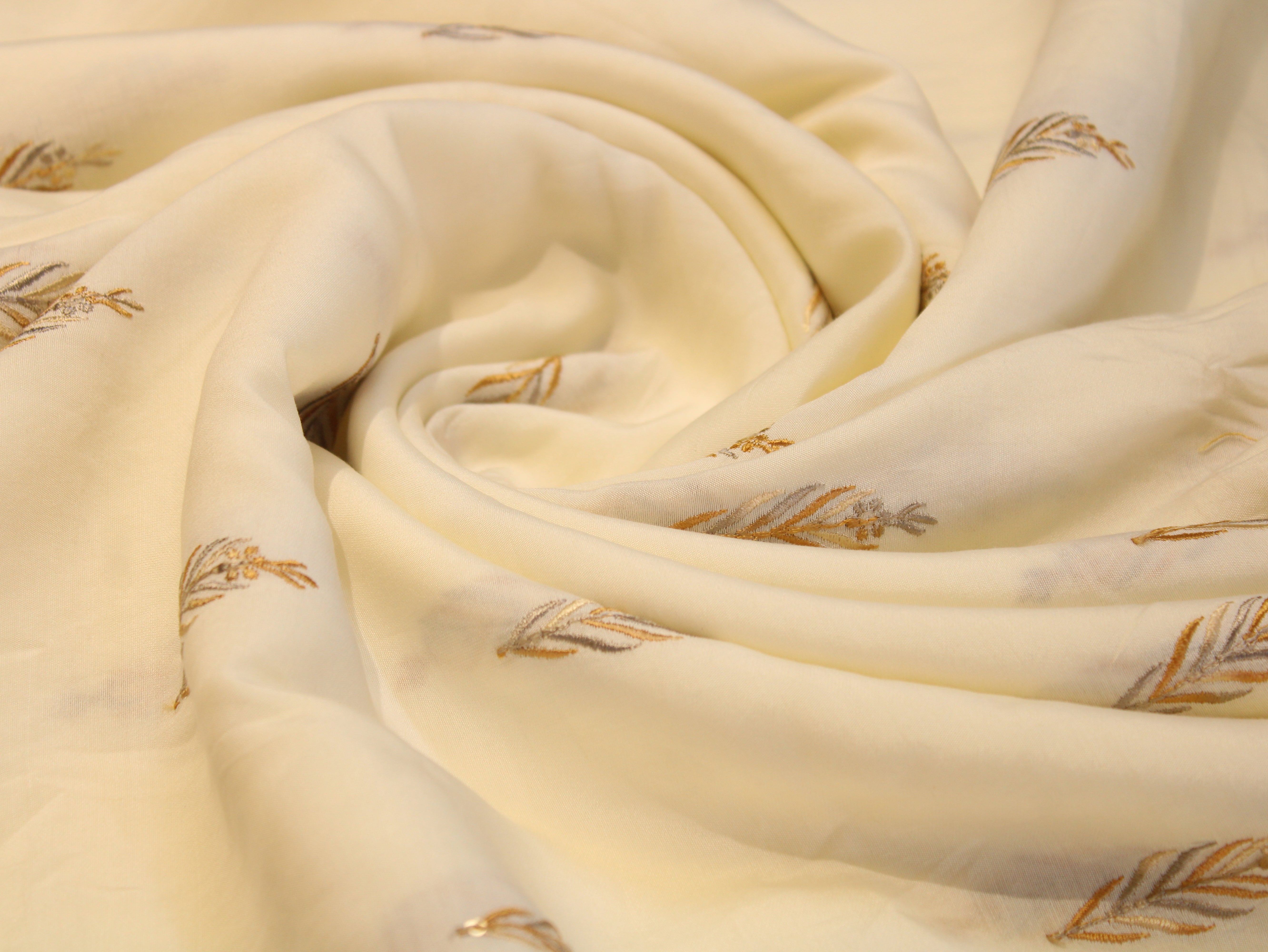 Pure Chanderi Silk Fabric for Kurta — Gold Embroidery