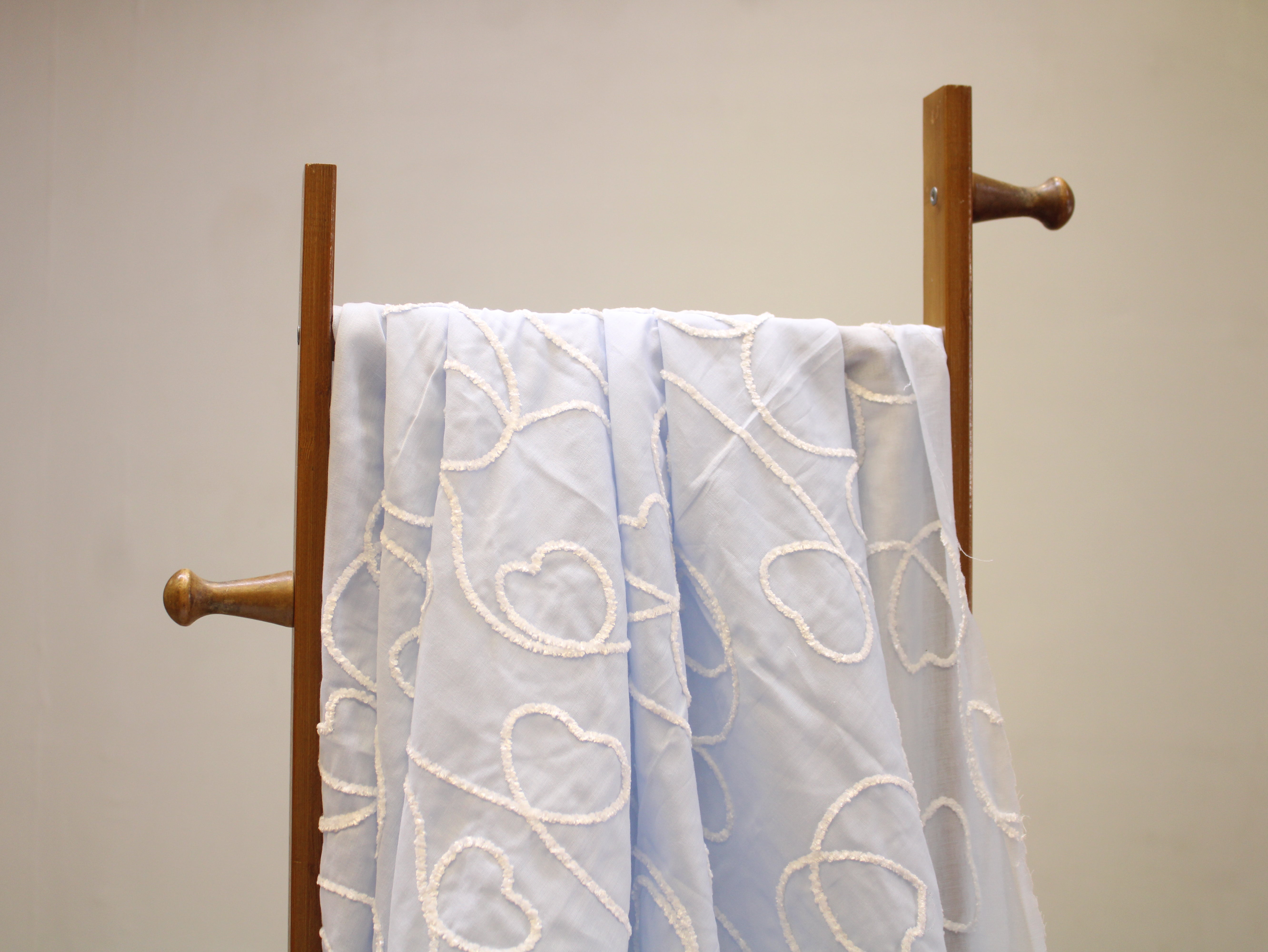 Cotton Fabric with Cord Embroidery — Powder Blue