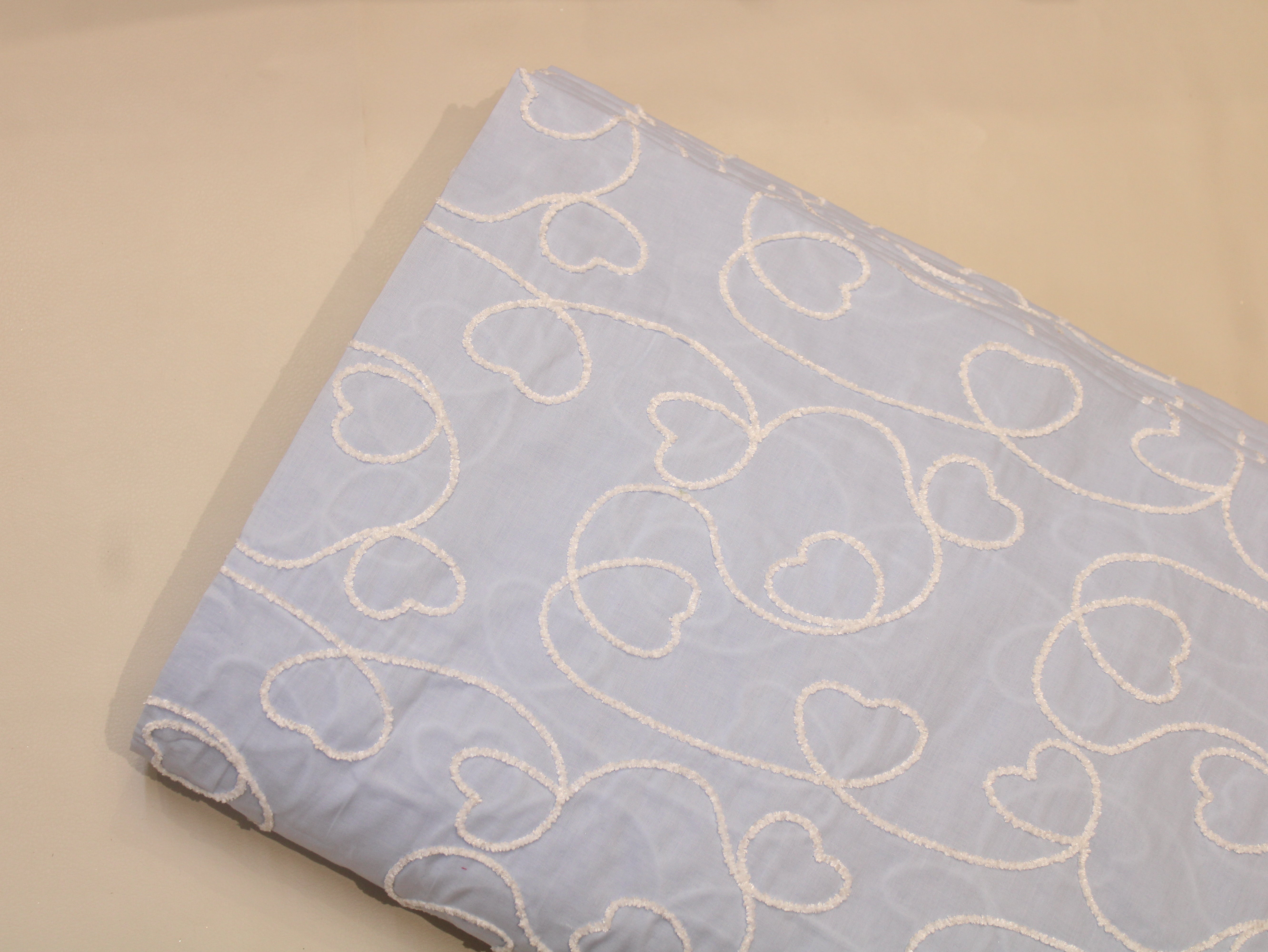 Cotton Fabric with Cord Embroidery — Powder Blue