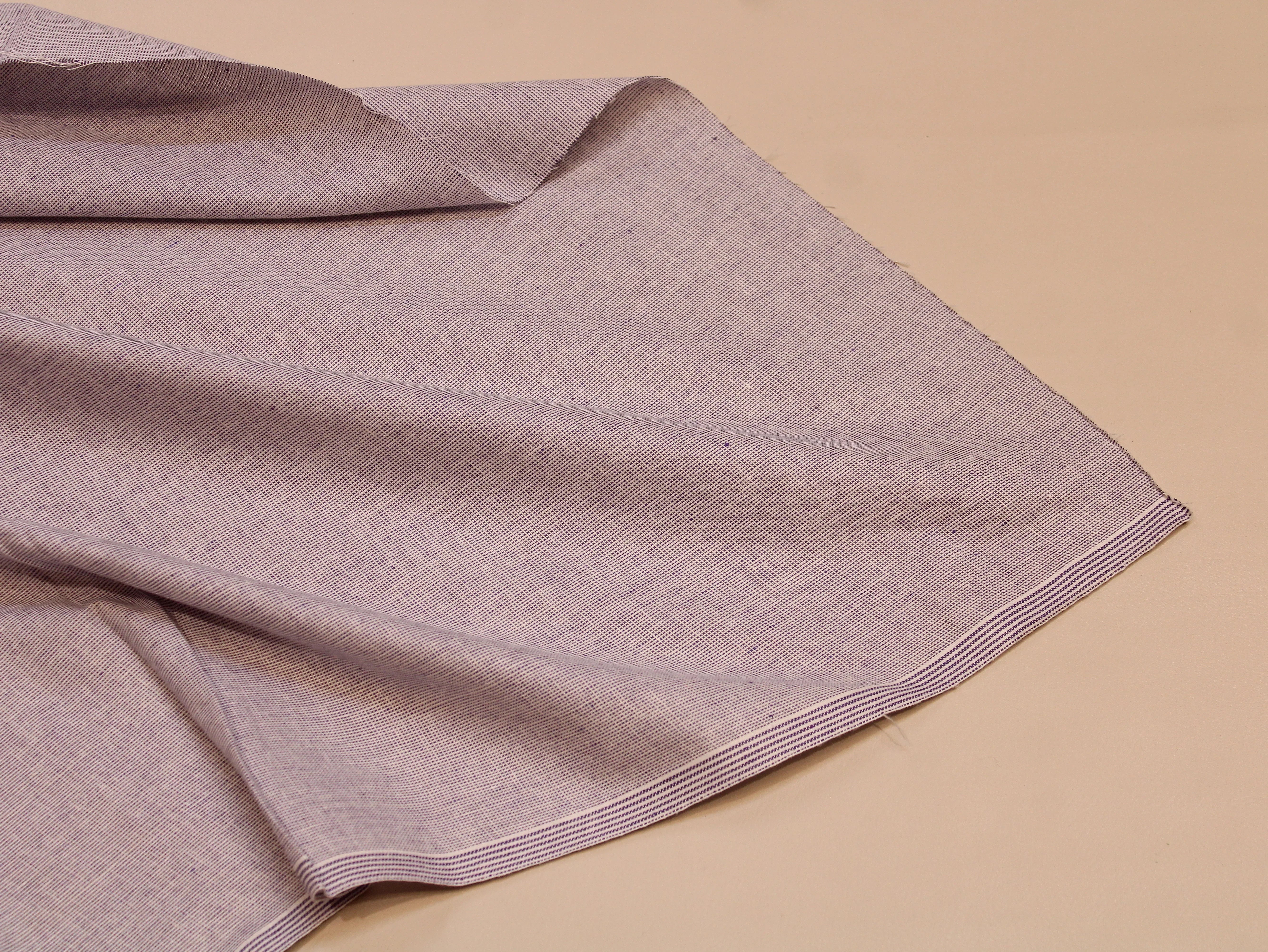 Pure Cotton Handloom Woven Fabric — Light purple | Solid Texture | 44 Inch
